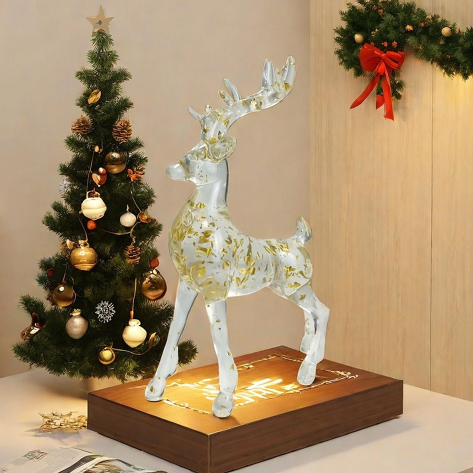 Estatua artística de renos de resina moderna para decoración del hogar u oficina, estatua de ciervo
