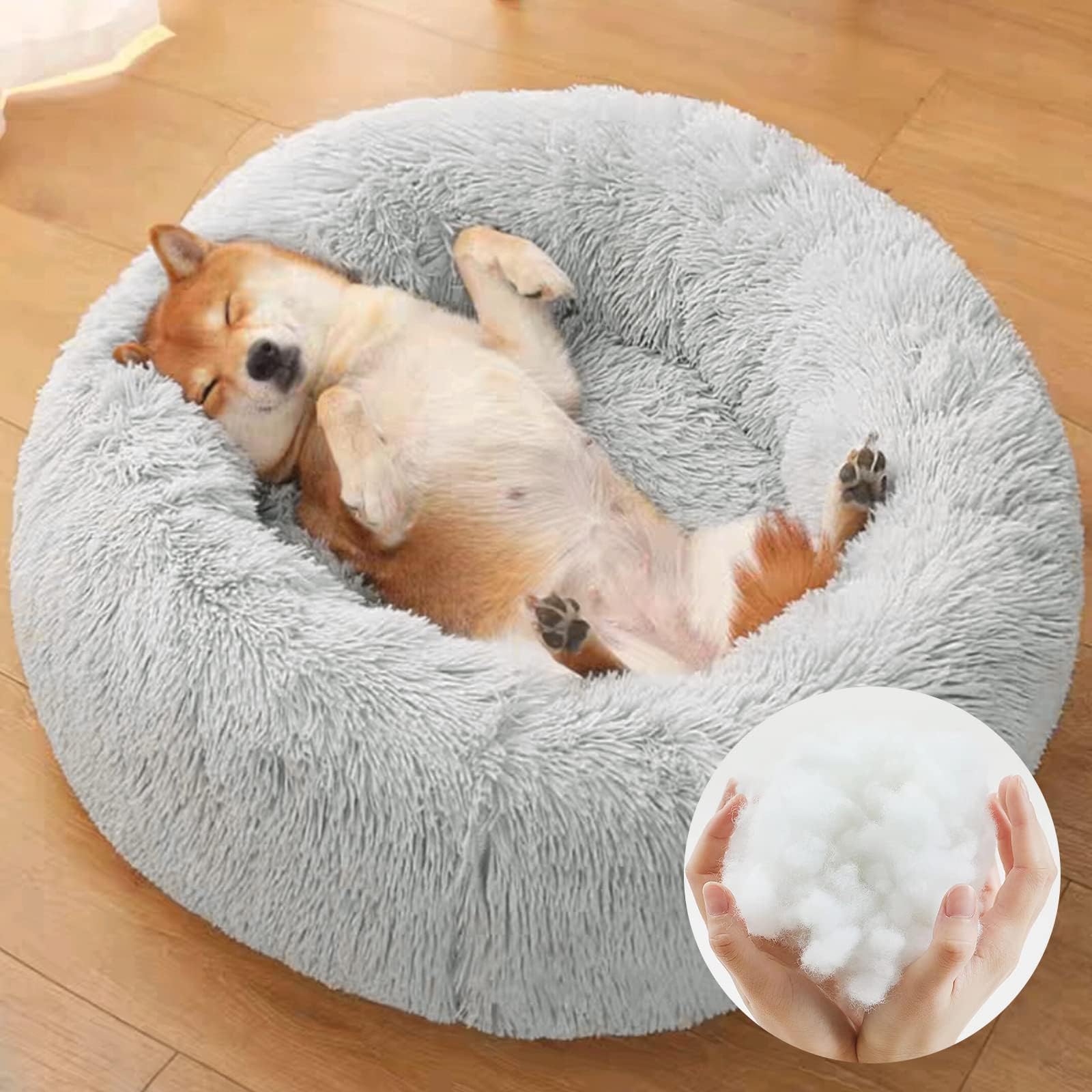 DONWEI Calming Dog Cat Donut Bed, Washable Dog Cat Bed - Image 3
