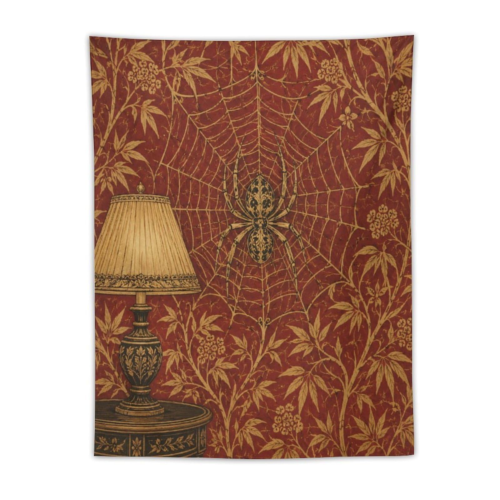 W7C8U2X3 Spiderweb Lamp Room Wall Tapestry, Fantasy Illustration, Entryway