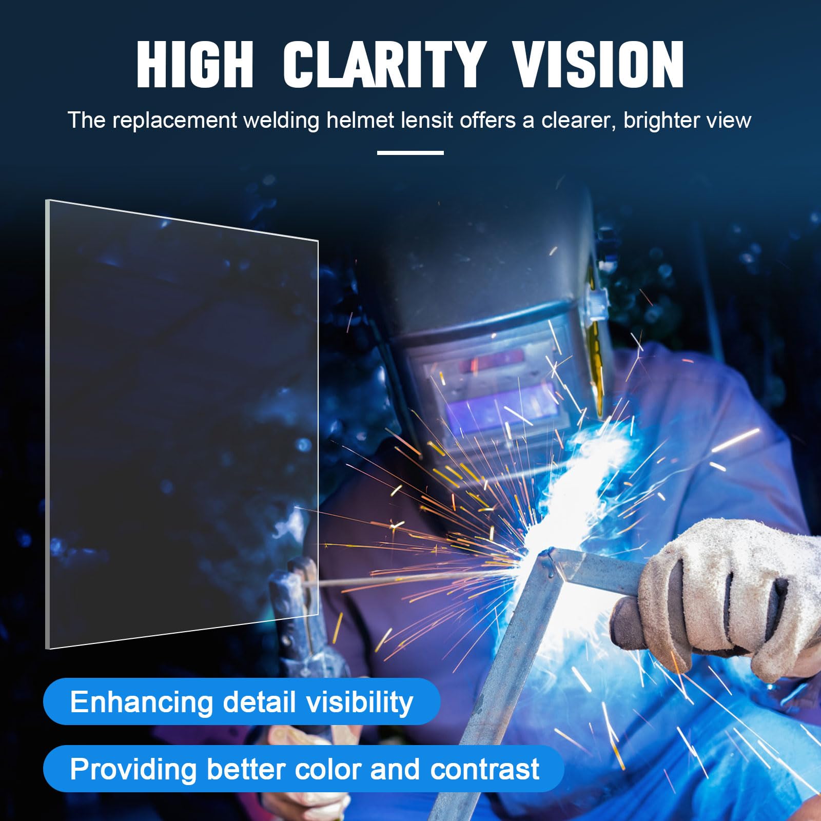 20 lentes de cubierta de casco de soldadura serie 3350 para Lincoln Electric Viking | Lente transparente de repuesto para capó interior y exterior del casco, 3.7 x 3.5 x 0.4 pulgadas, 4.5 x 5.34 x 0.4 pulgadas