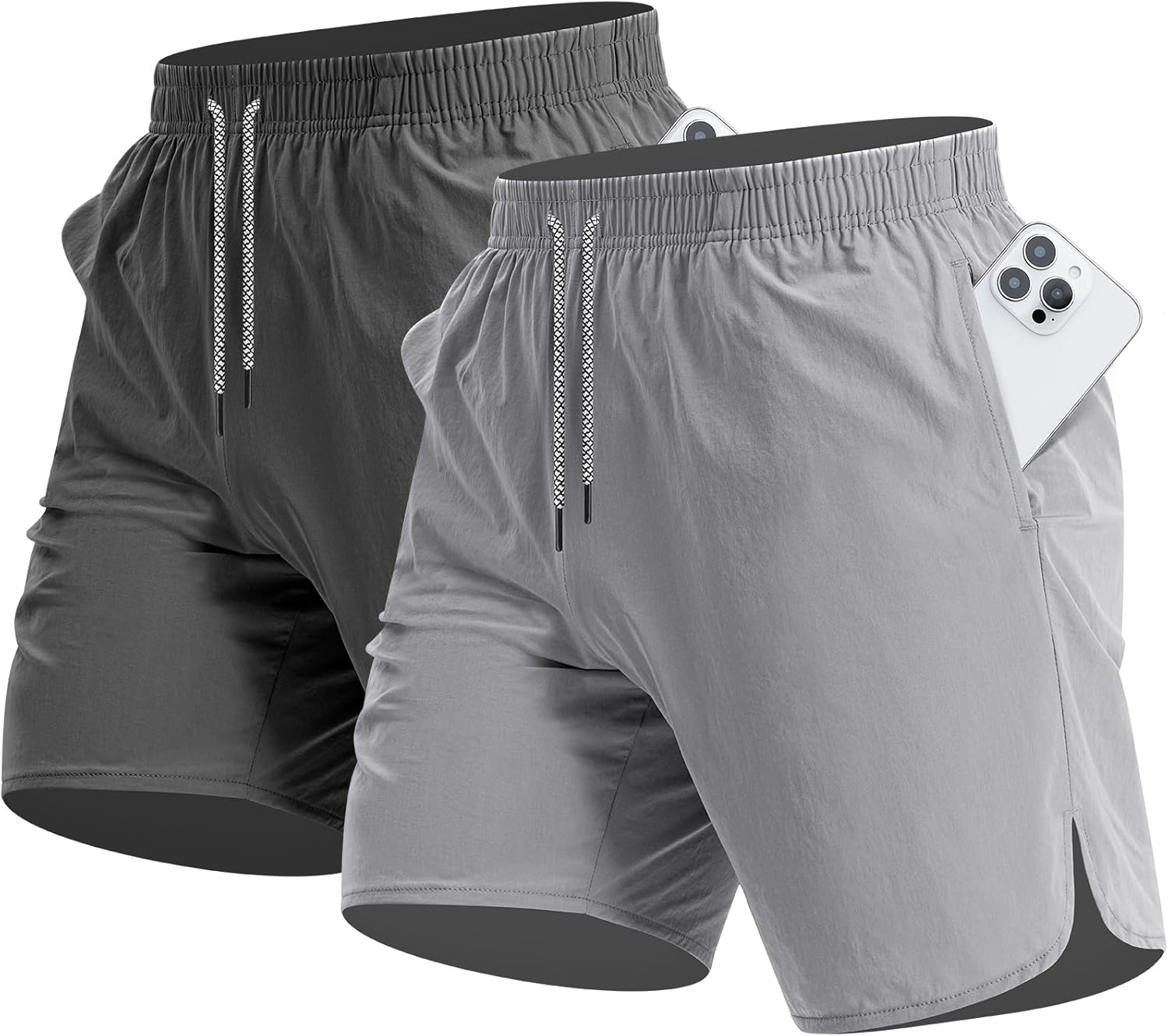 CANGHPGIN 2 Pack Men's Running Athletic Shorts 7'' Quick Dry Sports Gym Shorts with Pockets, Exercise Workout Shorts Men