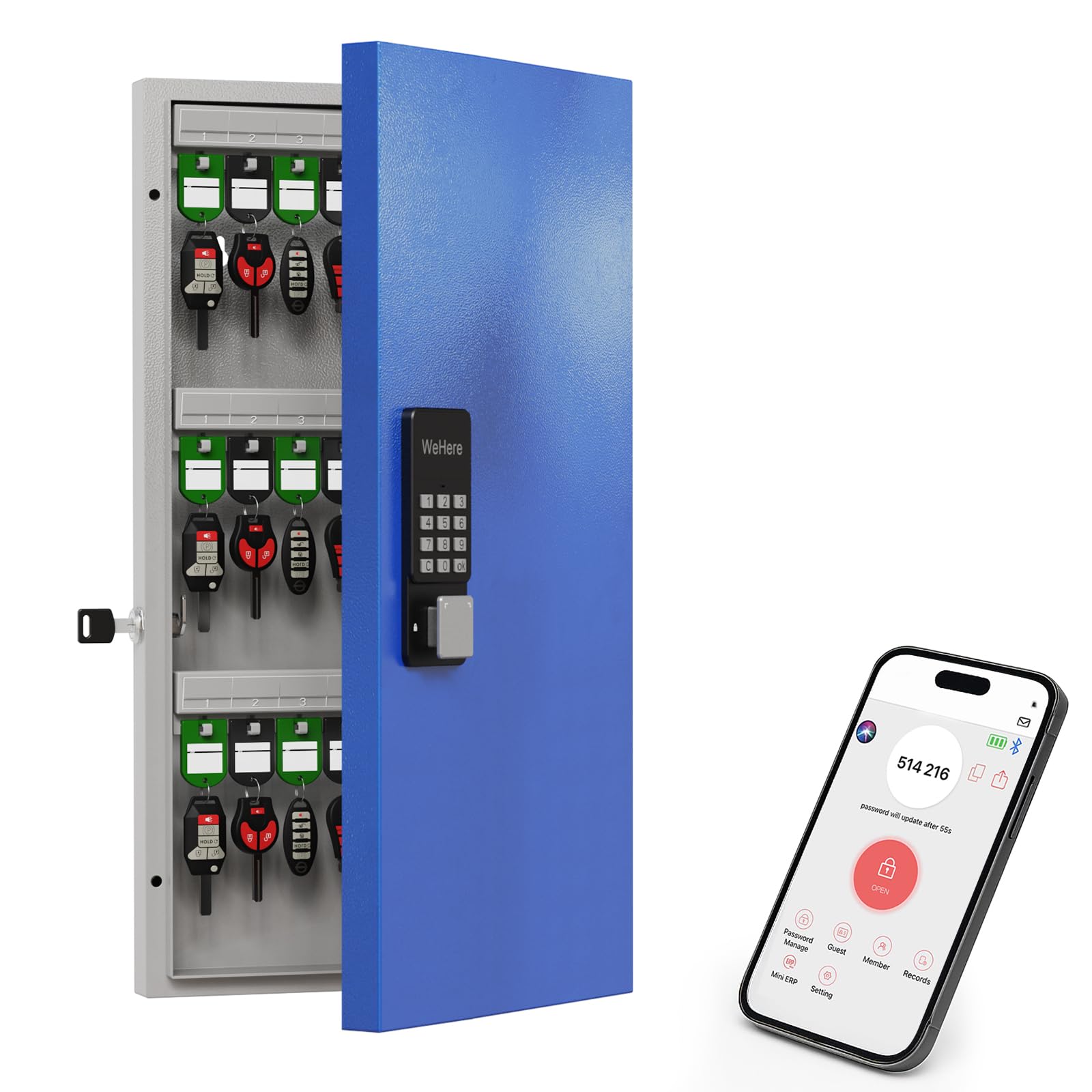 48 Key Lock Box Smart Key Organier Cabinet with Keypad &amp; App for Office