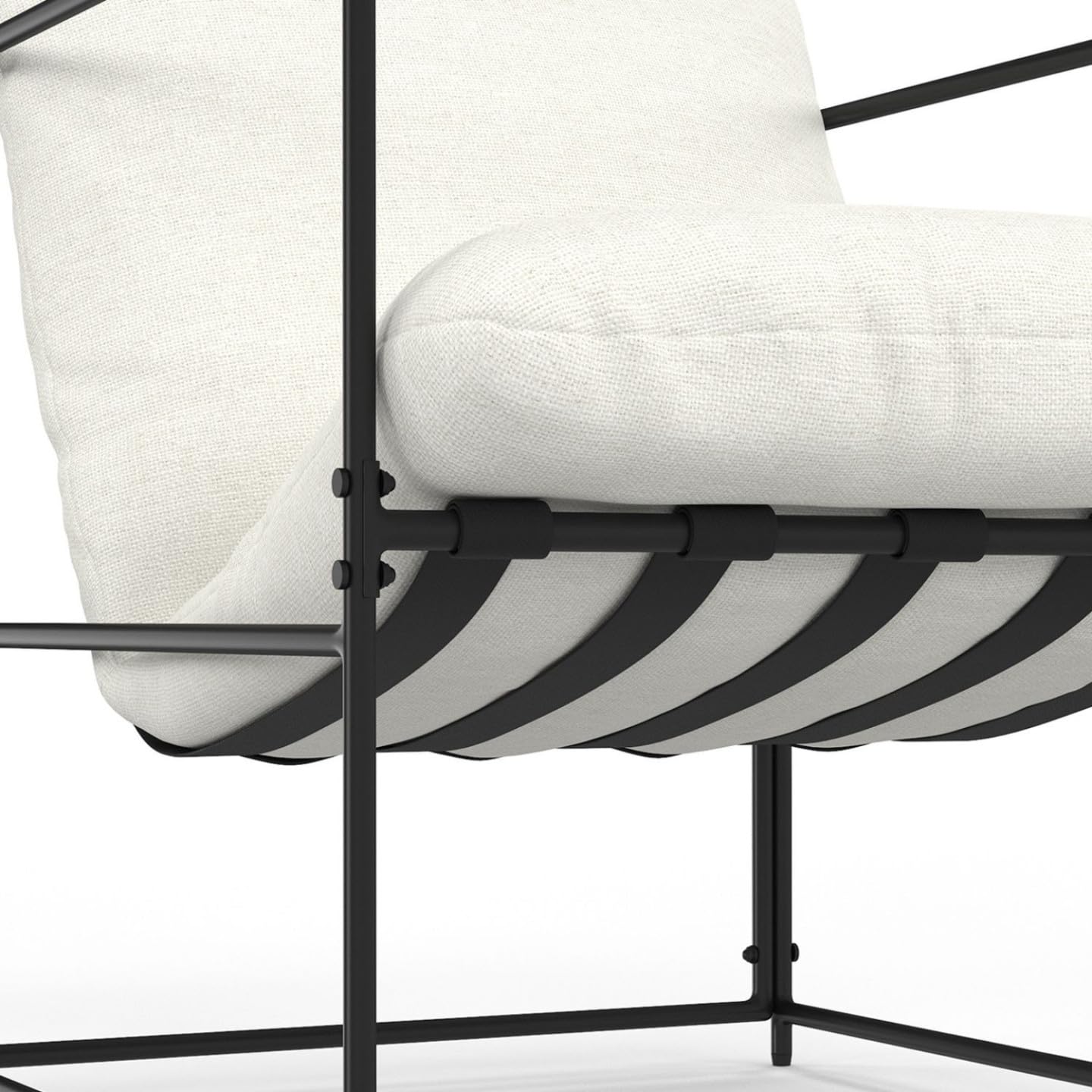 IDMarket - Sillón tapizado ULYSSE estructura de metal y cojín blanco