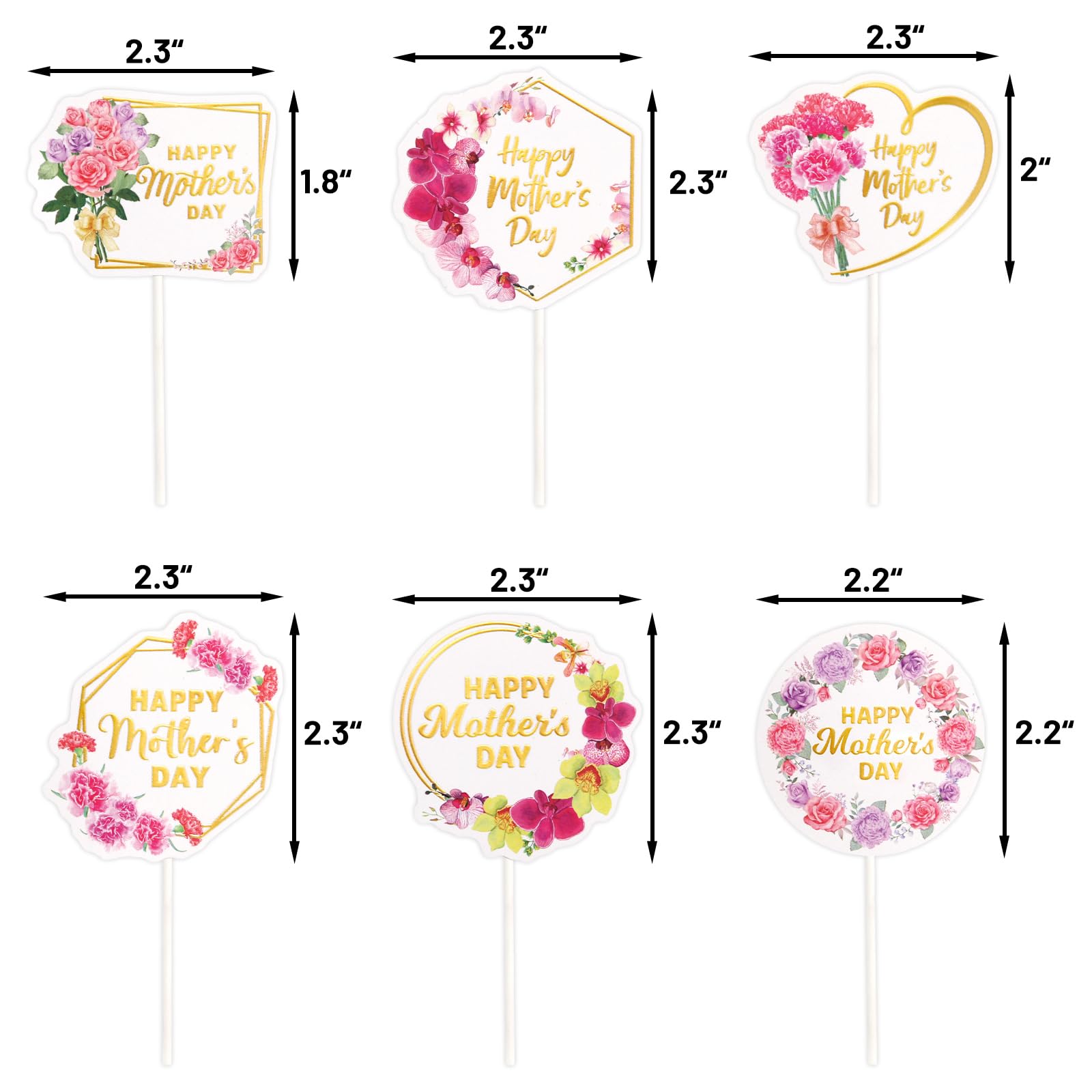 Happy Mothers Day CupCake Toppers 24PCS Best Mom Ever Floral Cake Topper Mother’s Day Cake Decorations Mother Birthday Party Decorations Supplies