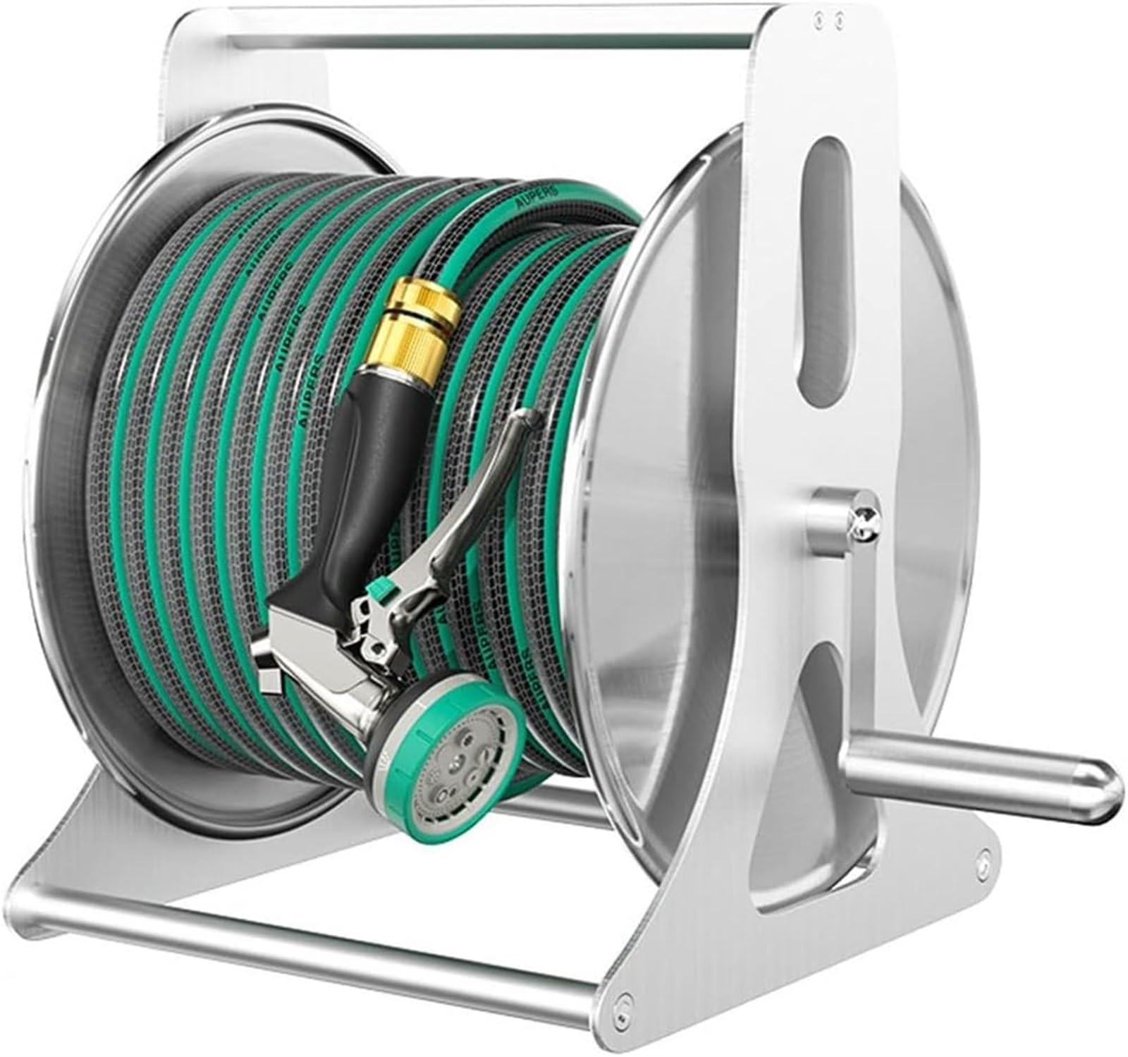 Carro portamangueras de jardín, carro portamangueras de pared con carrete de manguera, portamangueras portátil pequeño para el hogar, soporte para almacenar mangueras (color: plateado, tamaño: carro