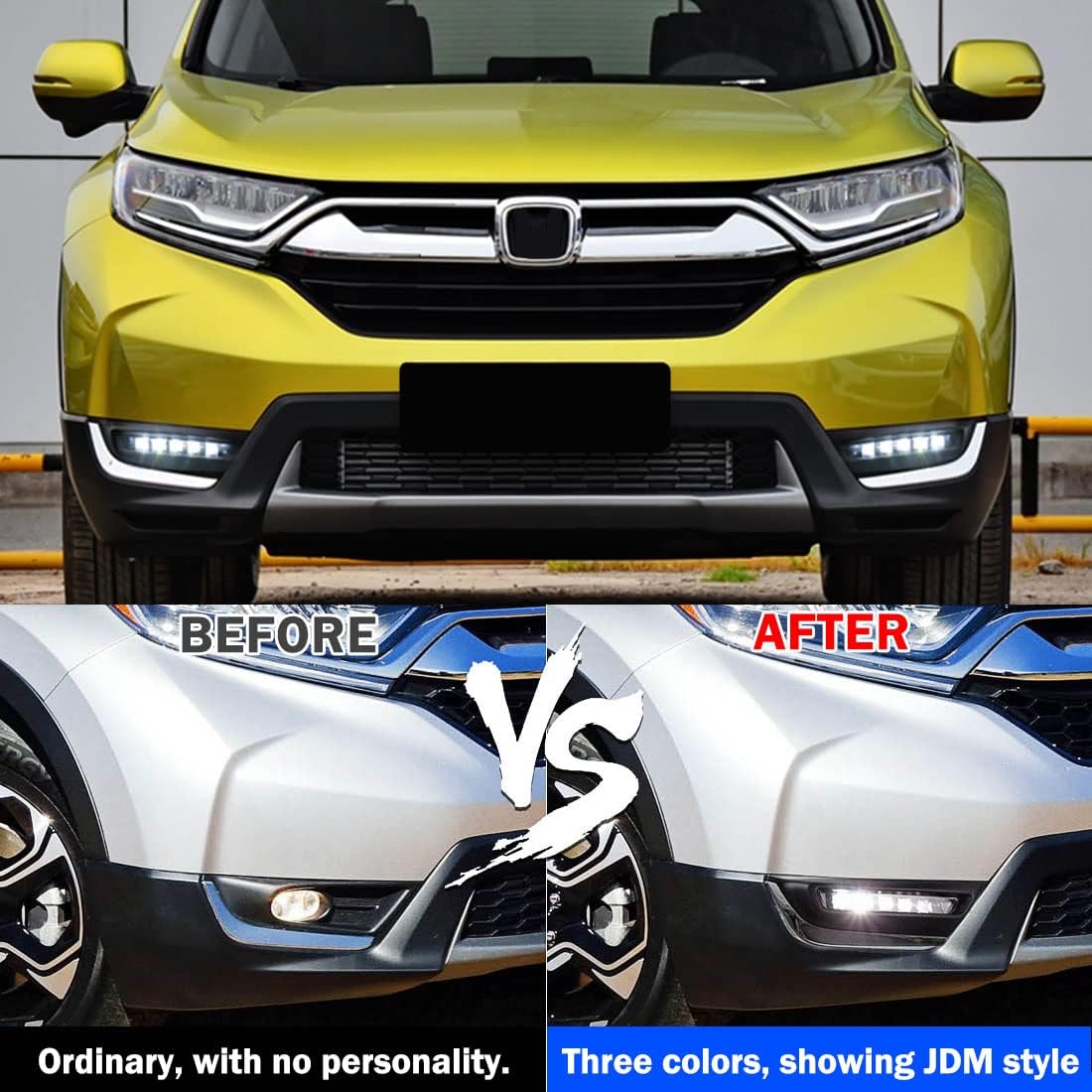 For Honda CR V 2017 2018 Fog Light Replacement Daytime Running Lights Amber Turn Signal Lamps CRV LED Daylight with Bezel black standard CRV002 0