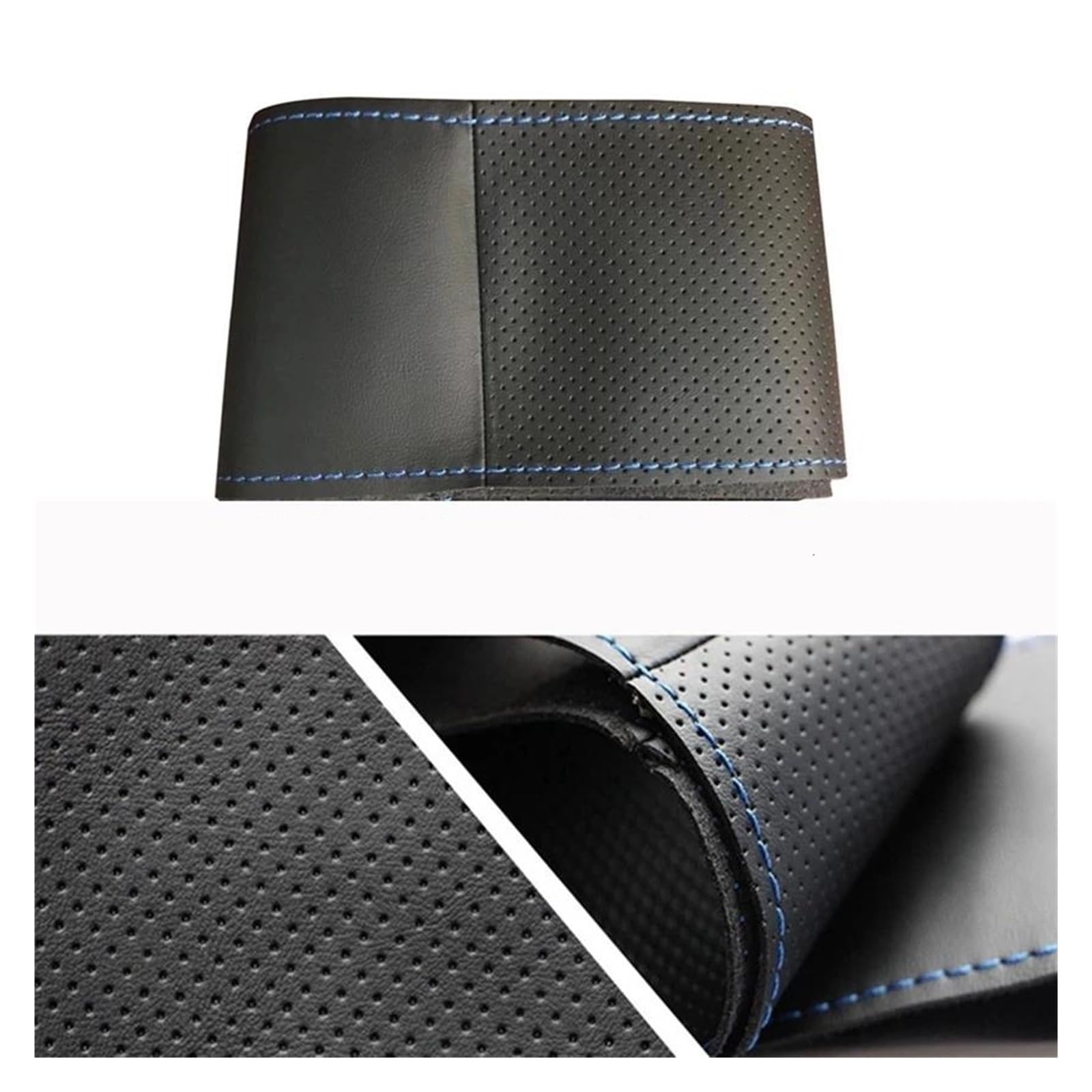 Cubierta Volante Coche Funda para Volante de Coche de Cuero Genuino Negra Cosida a Mano para F10 520i 528i 730Li 740Li 750Li(Negro)