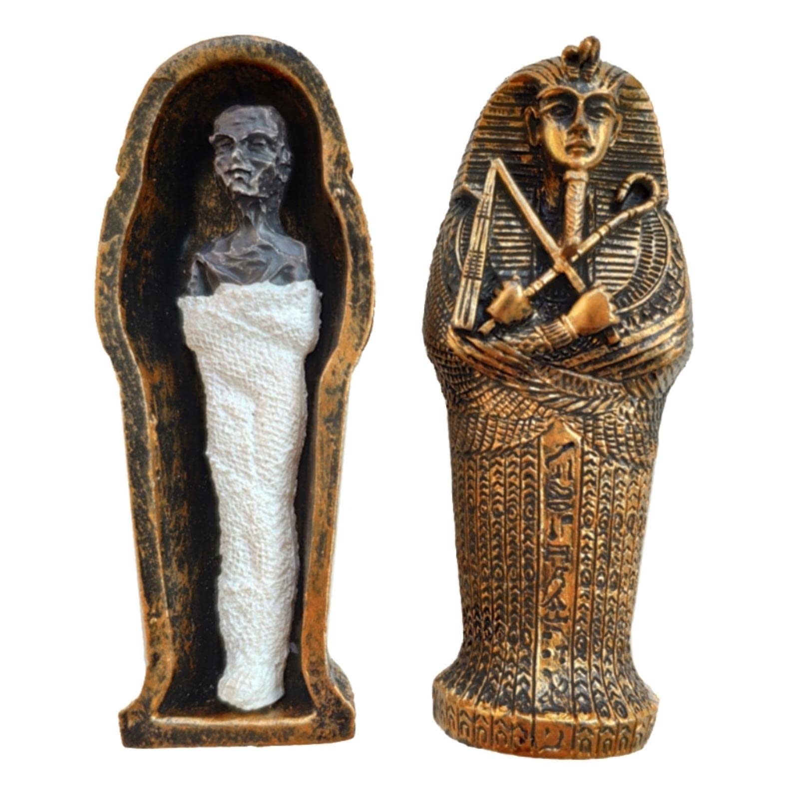 Ataúd de Resina egipcia Antigua con estatuilla de inserción de Momia, Estatua de Faraón de Egipto, artesanía en Miniatura, decoración Coleccionable, Venta al por Menor