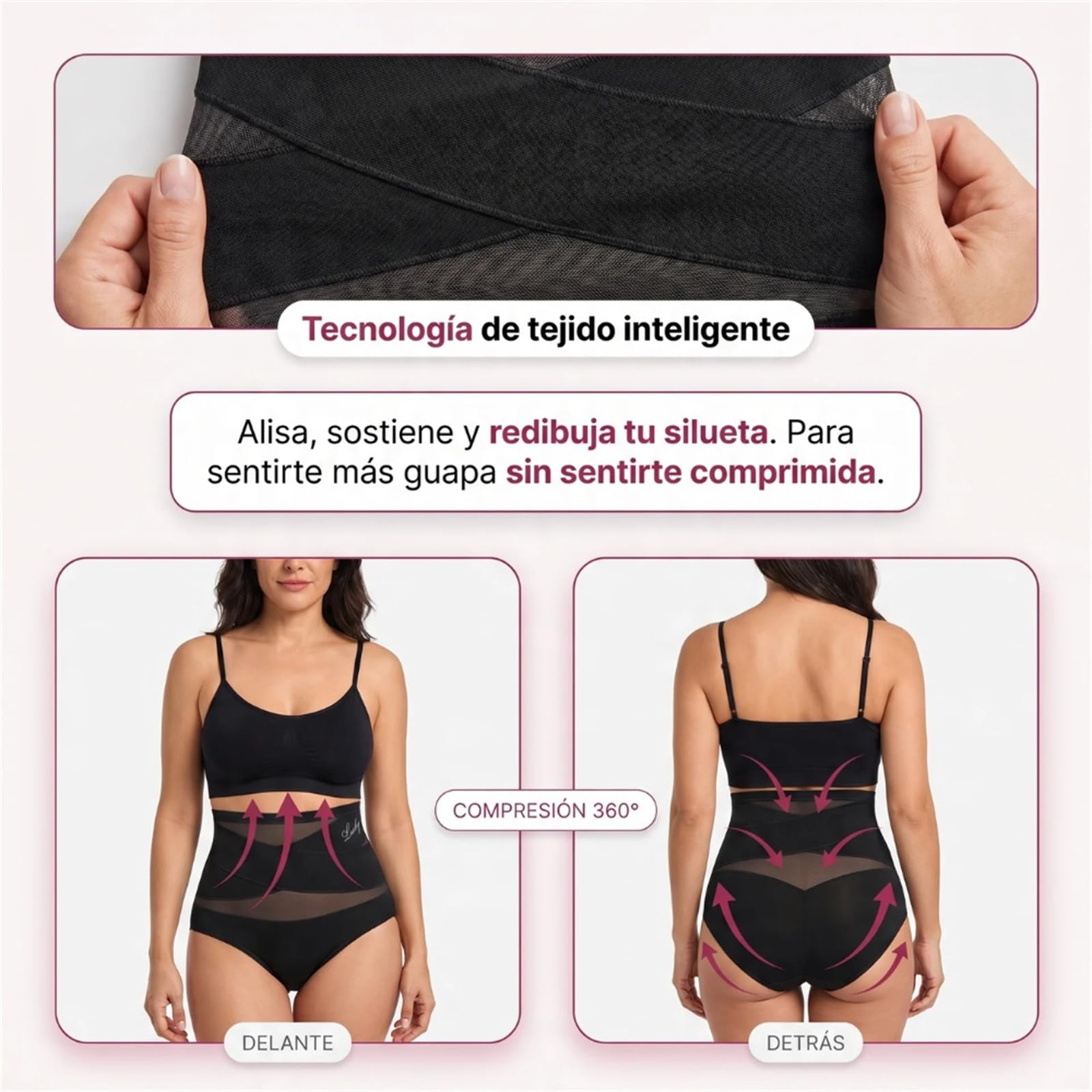 Mi-Calma Faja Cintura Alta Mujer Invisible Sin Costuras | Moldea la silueta con ajuste cómodo, tejido transpirable para uso diario bajo ropa ajustada