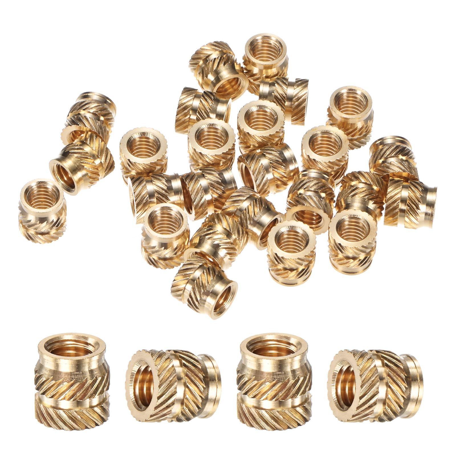 M METERXITY 25-Pack Threaded Inserts - M6 x 9mm L x 9mm OD Brass Heat Set Insert Nuts, for 3D Printing Components/Plastic Parts/Miniature Electronics Female Metric Knurled Nuts