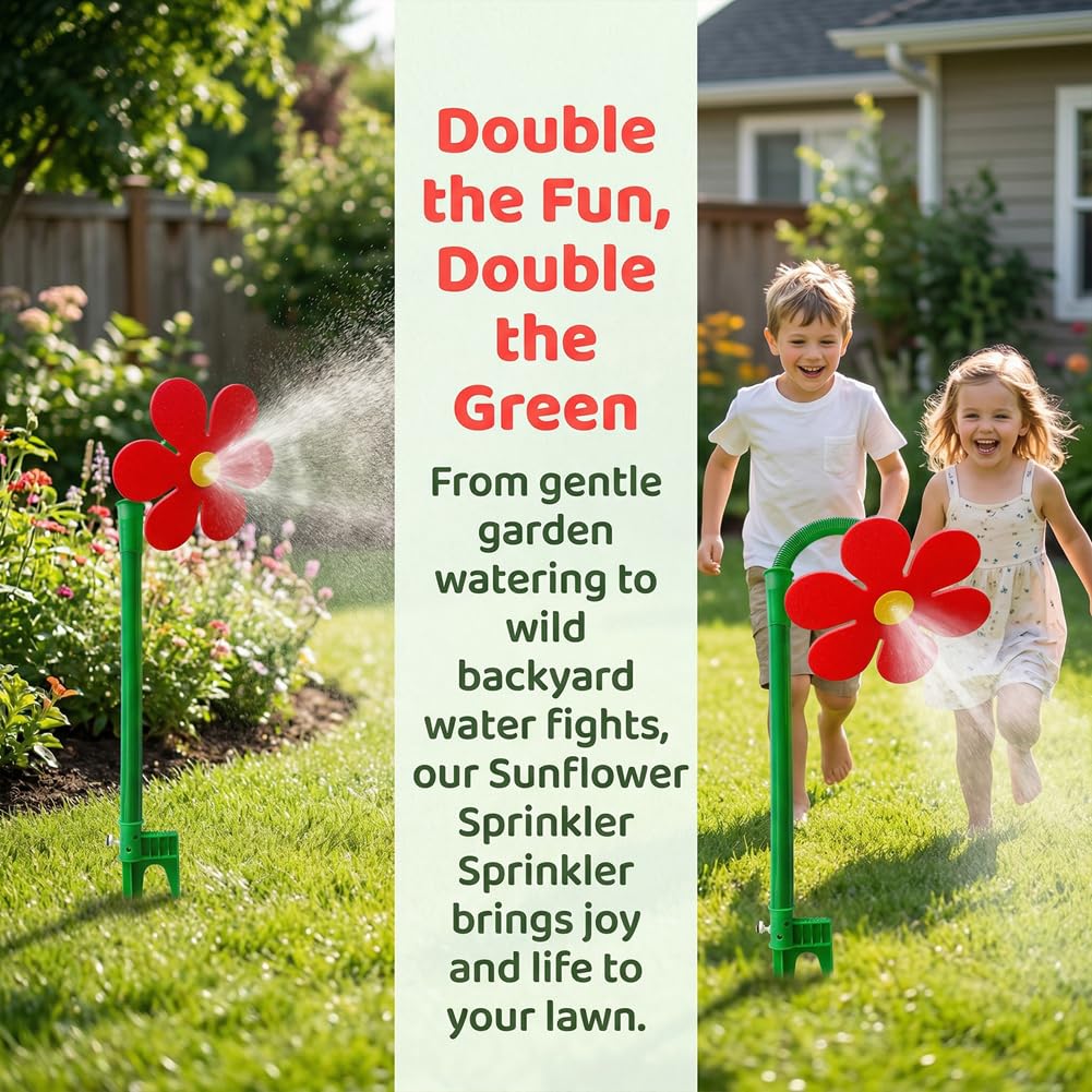 Crazy Daisy - Irrigatore d'acqua Crazy Dancing Flower, divertente palo di girasole rotante a 360° con adattatore, irrigatori spruzzatori per irrigazione del prato, per irrigazione del giardino, cani e