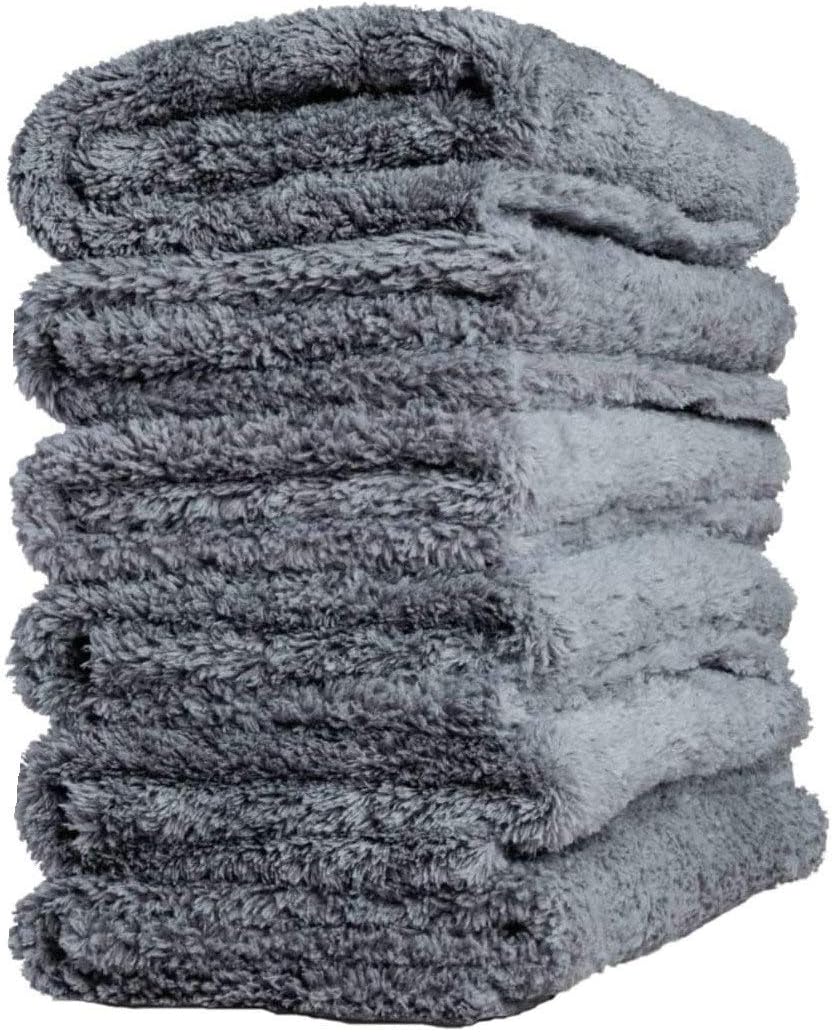 Edgeless Microfiber Towel Car Drying Wash Buffing 6 Pack 16"x16" Ultra Plush 450gsm Detailing Cloth Towel (Grey)