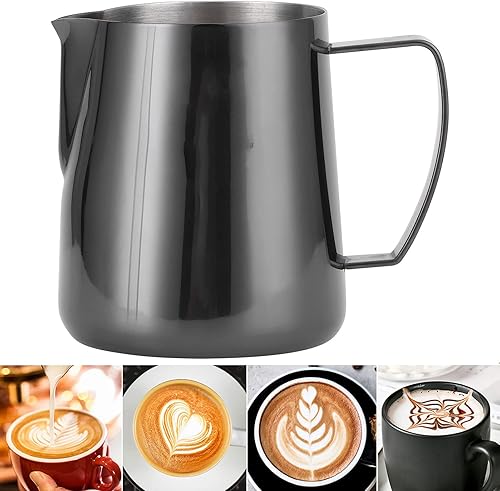 Miniatura 5 de Milk Frothing Pitcher, 13 oz Coffee Milk Frothing Cup, Coffee Steaming Pitcher, Stainless Steel Milk Frother Pitcher, Coffee Latte Art Cup Steaming