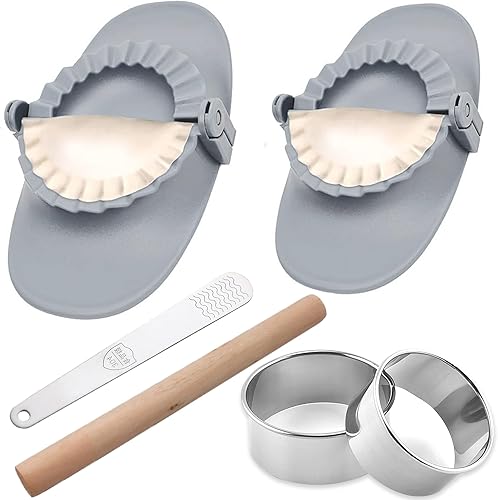 Empanada Maker - Máquina para hacer albóndigas, juego de moldes manuales para albóndigas con cuchara de llenado y rodillo, 4 pulgadas3 pulgadas para