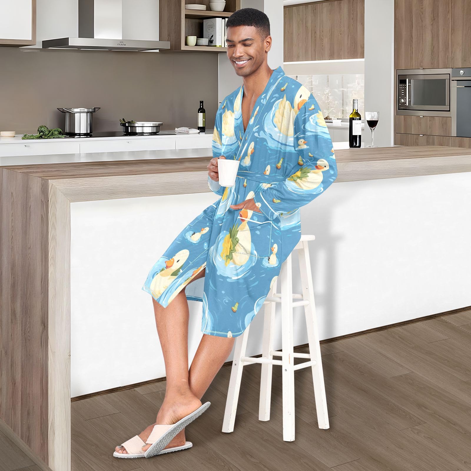 Albornoz ligero para hombre, bata de baño para spa, natación, pato