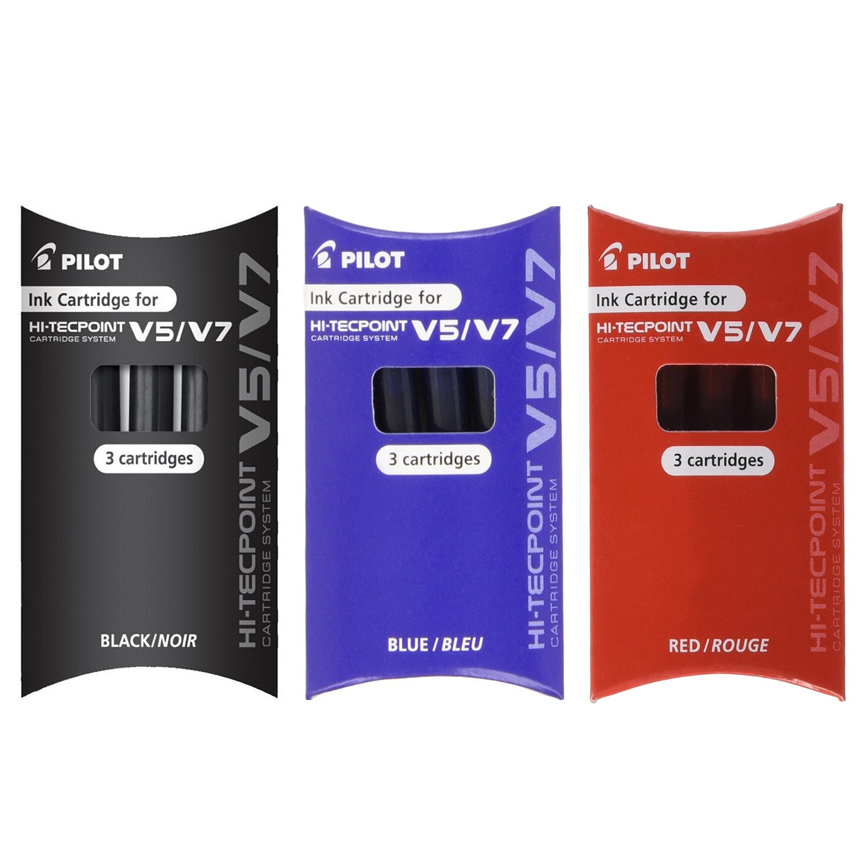Pilot BXC V5/V7 Hi-Tecpoint Refill Ink Replacements - 1 x Black 1 x Blue 1 x Red
