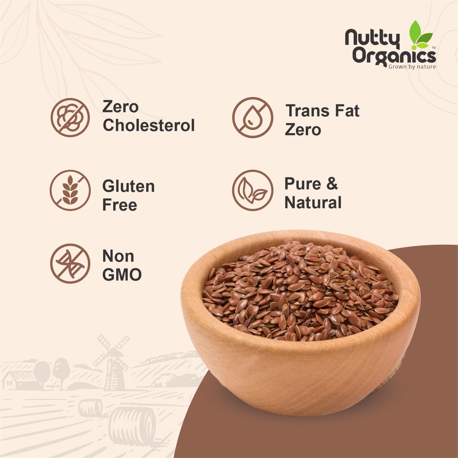 NUTTY ORGANICS Flax Seeds 200GM | Natural Raw Flax seeds for Eating High Dietary Fiber Alsi Seeds Rich in Magnesium- Helps in Manage Blood Sugar Levels & Heart - Image 4 thumbnail