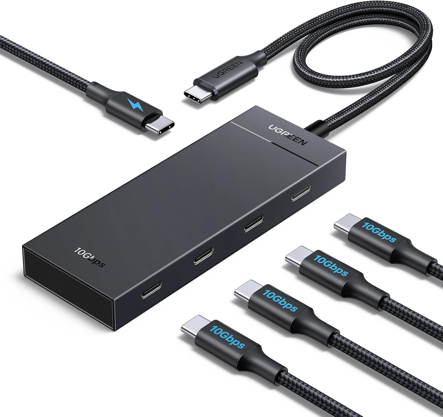 USB C Hub 4 Ports, Multiple USB-C 3.2 Hub, 100W PD Port, Aluminum | 4x10Gbps Data Transfer, USB-C Multiport Adapter Splitter for Laptop, Desktop PC, Xbox, PS5, and More