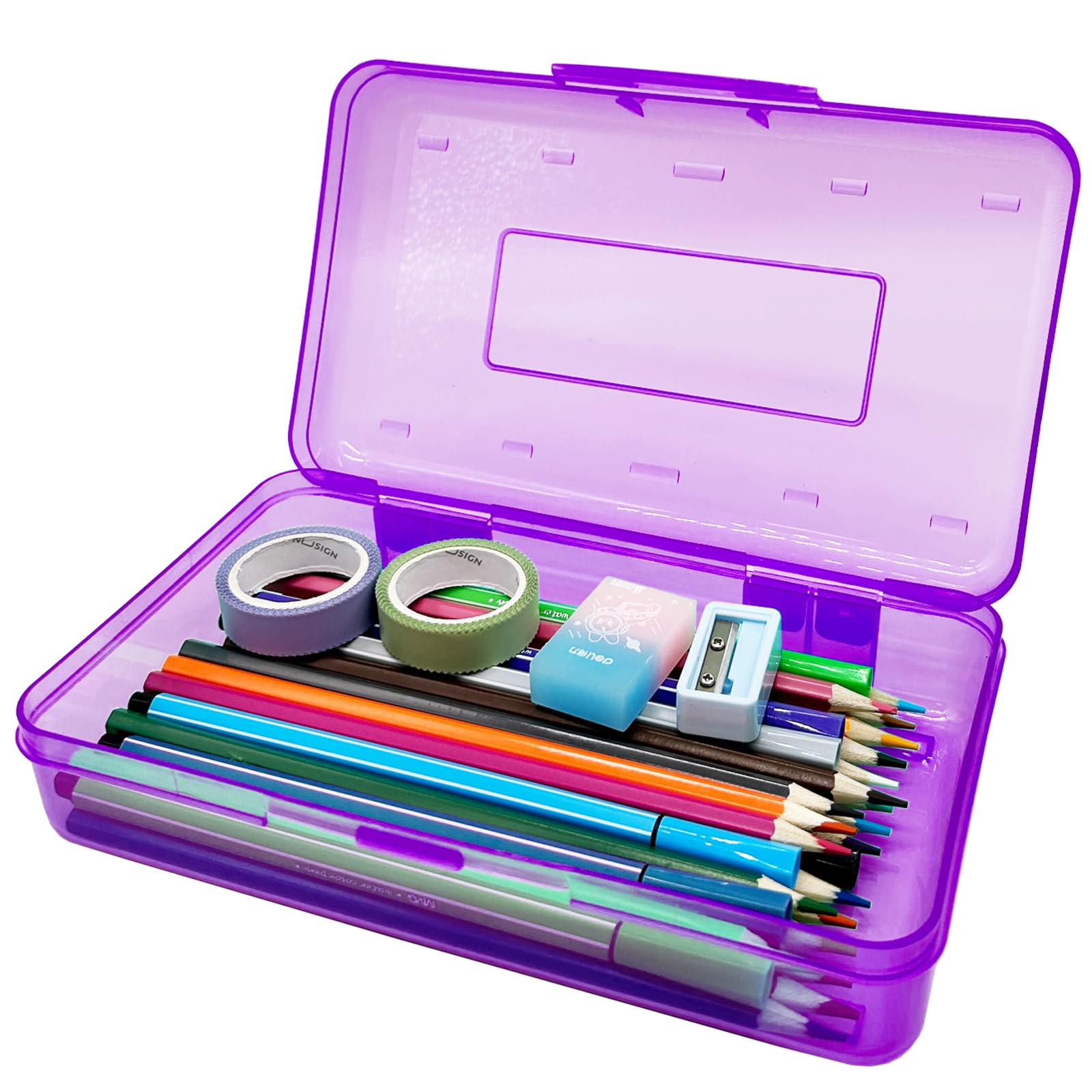 Plastic Translucent Pencil Box,Pencil Cases with Snap-Tight Lid for Pens, Pencils, School Supplies,Office Supplies, 1 Pack, Standard Size