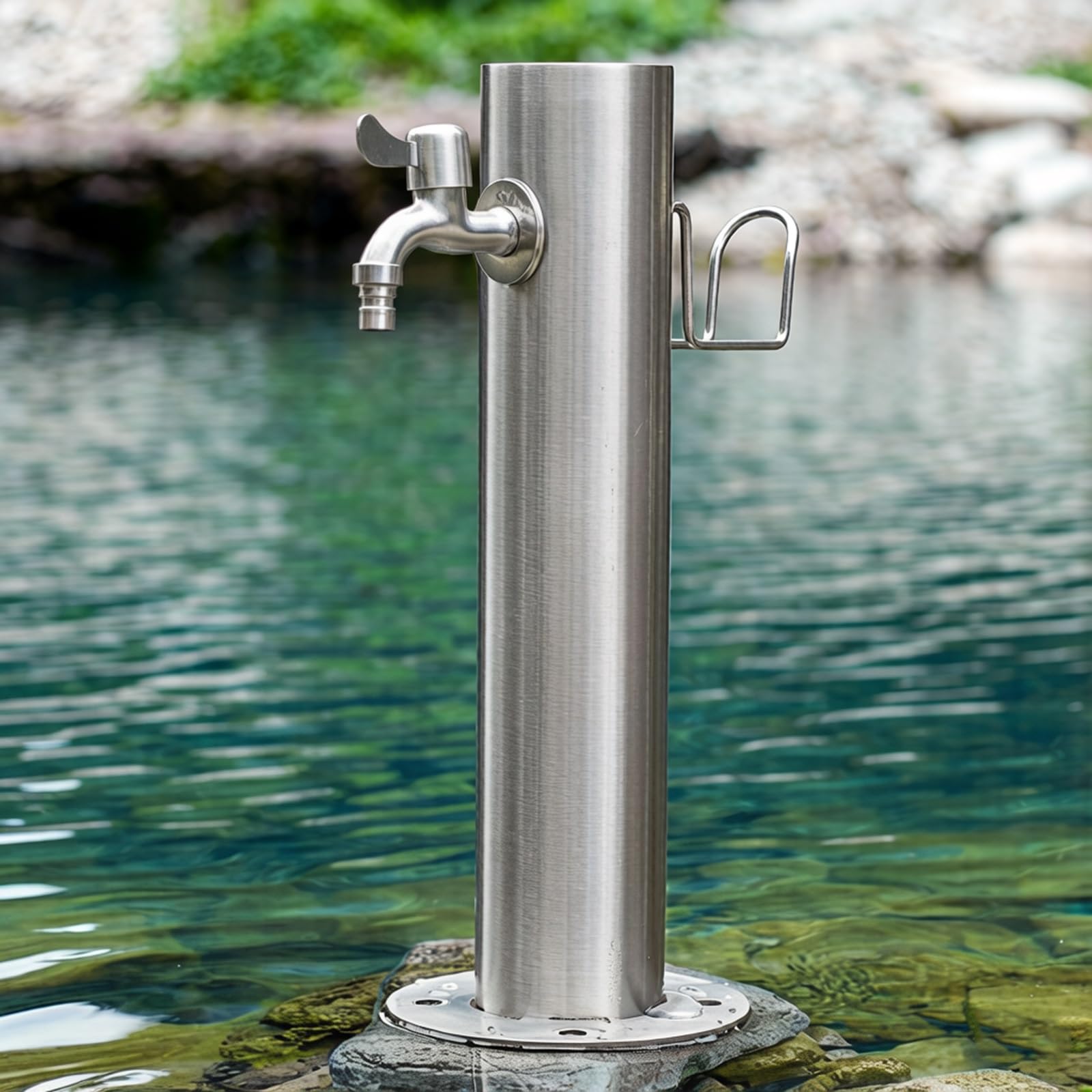 Robinet à Colonne d'eau de Type G en Acier Inoxydable - Robinet et Tuyau d'extérieur antigel pour l'irrigation, Le Lavage et Les fontaines - 50 x 20,5 cm (19,7 x 8,1 Pouces)