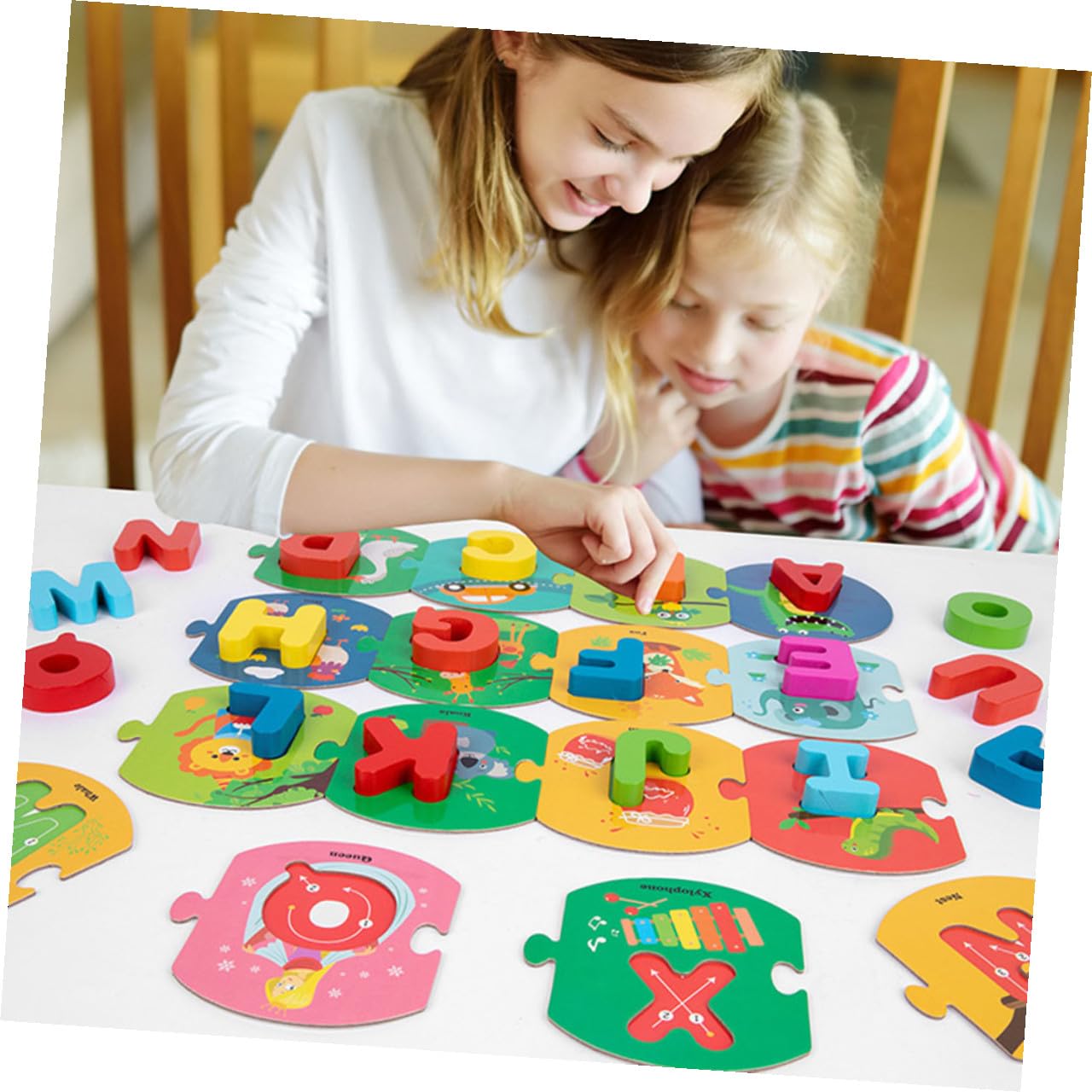 Educativo de Madera para Tarjetas de Letras Inglesas Rompecabezas Seguro y Pulido para Aprendizaje del Abecedario y Desarrollo de Inteligencia Preescolares