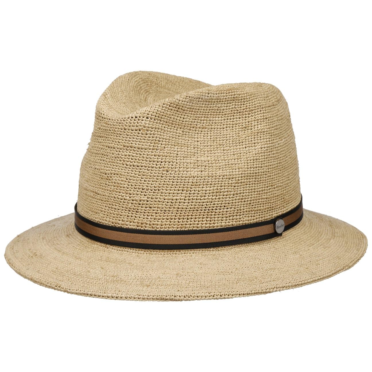 Borsalino Sombrero Plegable de Paja Crochet Mujer/Hombre - Made in Italy Sol Verano Playa con Banda Grosgrain Primavera/Verano