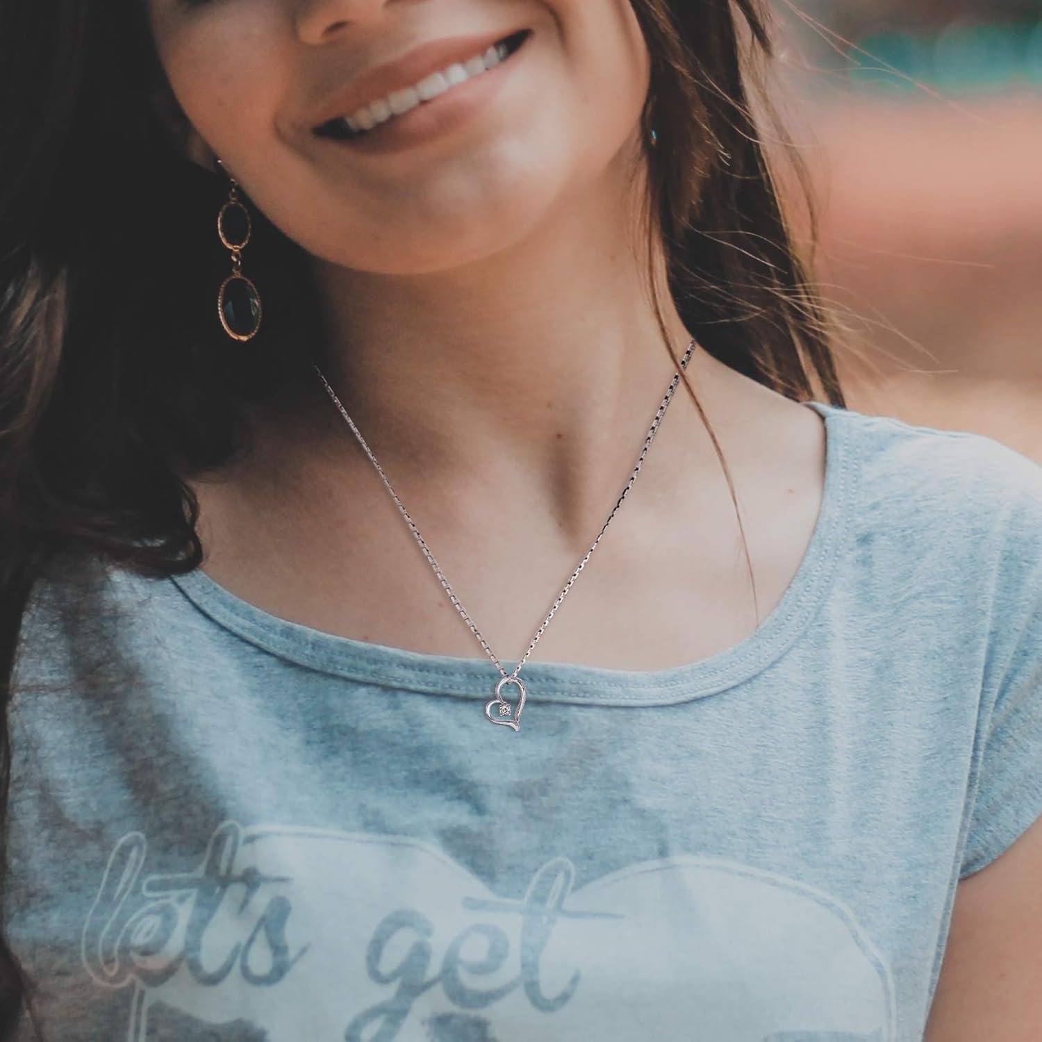 La Joya Adorable Lab Grown Diamond Heart Necklaces for Women| Accompanied By An Adjustable Silver Chain | Dainty 925 Sterling Silver Diamond Necklace For Women - Image 6