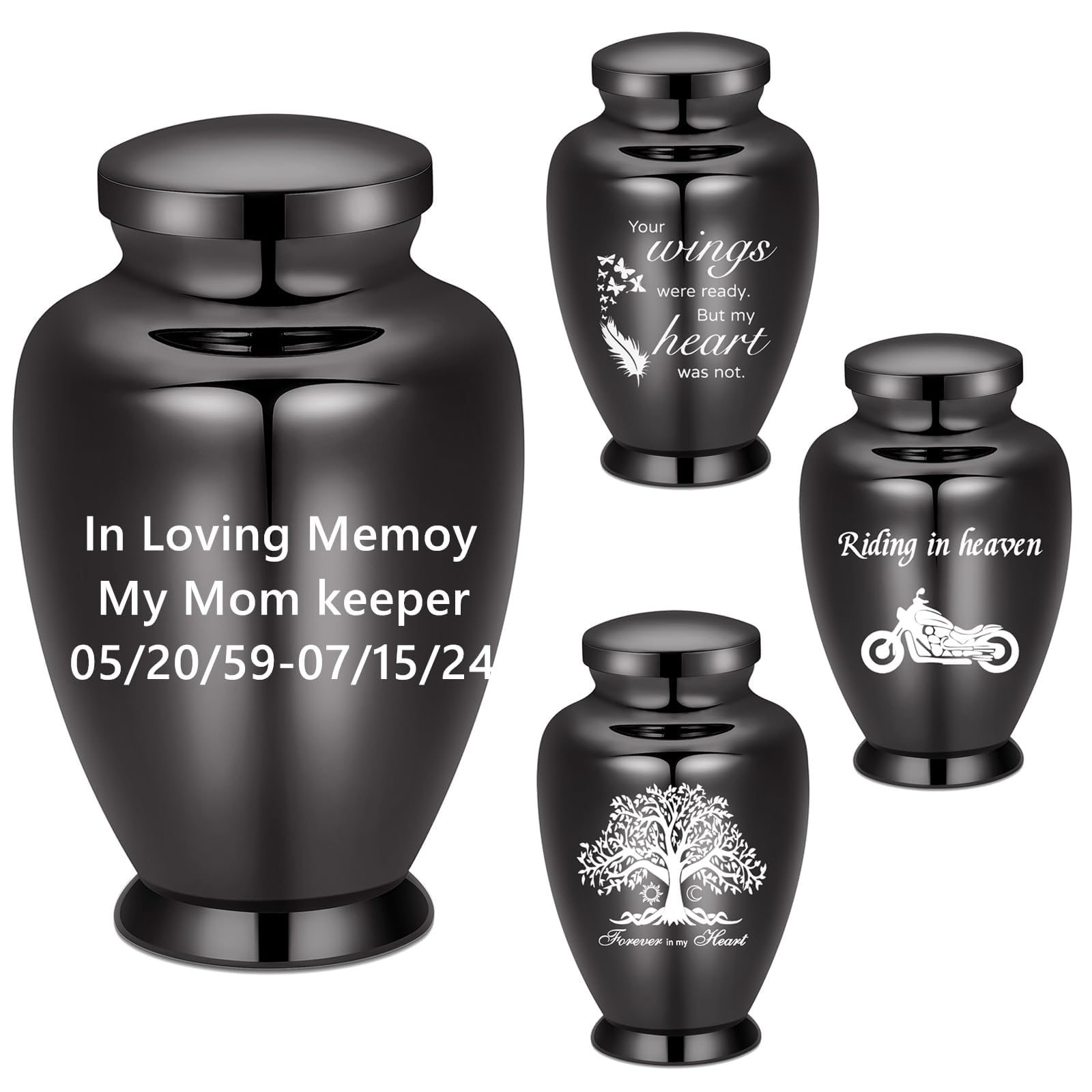 Large Urns for Human Ashes Adult Female Male Stainless Steel Memorial Burial Funeral Decorative Keepsake for Ash Holder