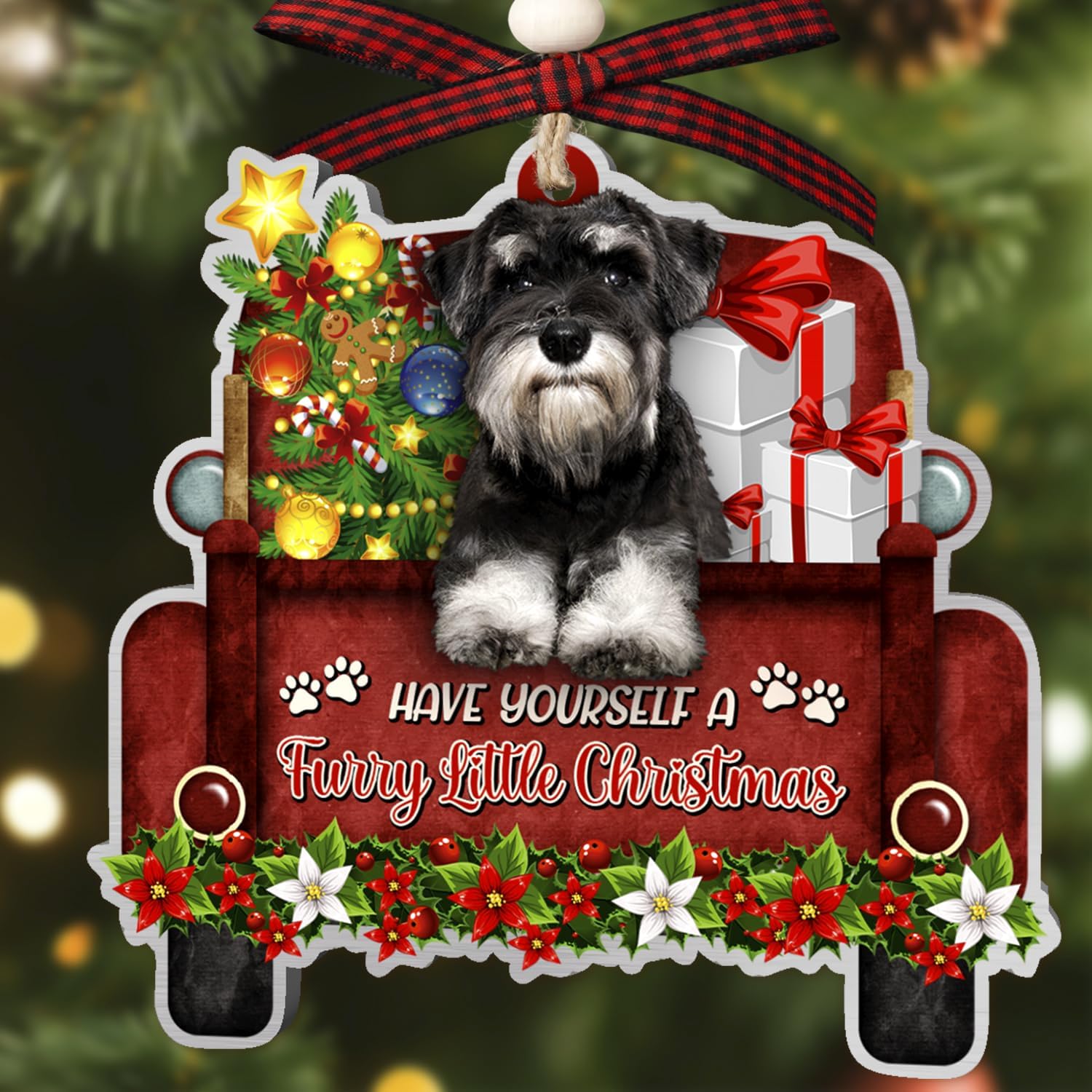 Schnauzer Ornaments, Schnauzer Ornaments Christmas Tree, Mini Schnauzer Ornament Car Aluminum Ornament, Decoration 2025 for Schnauzer Lovers, DogMom, DogDad, Pet Lovers
