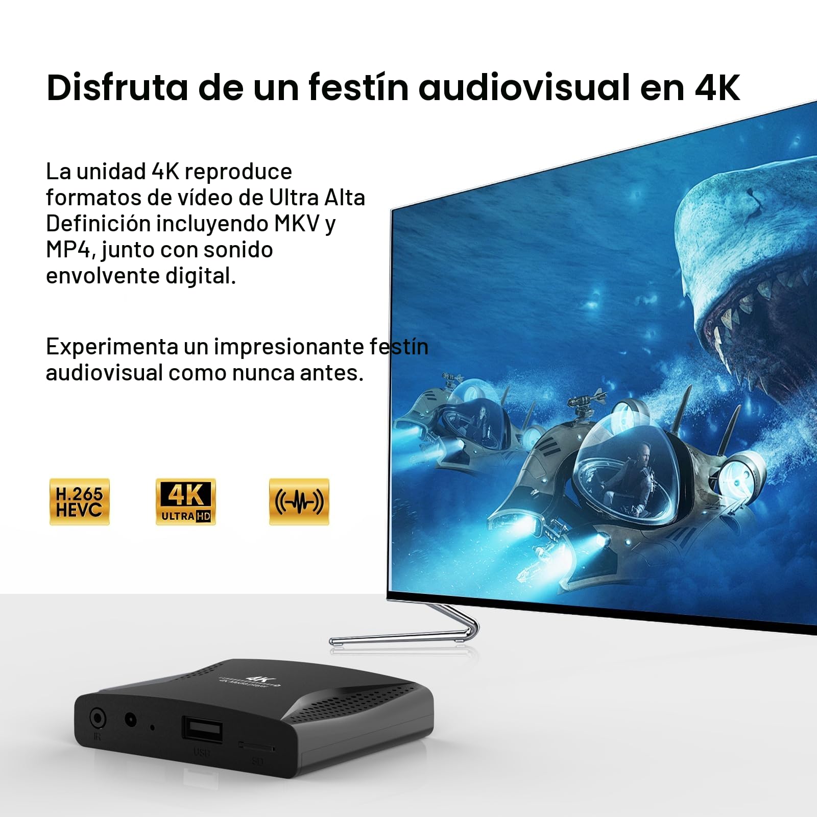 ZUMKUNM Reproductor multimedia digital 4K Ultra-HD para unidades USB y tarjetas MicroSD, señalización digital, AV analógico, reproducción automática y reanudación
