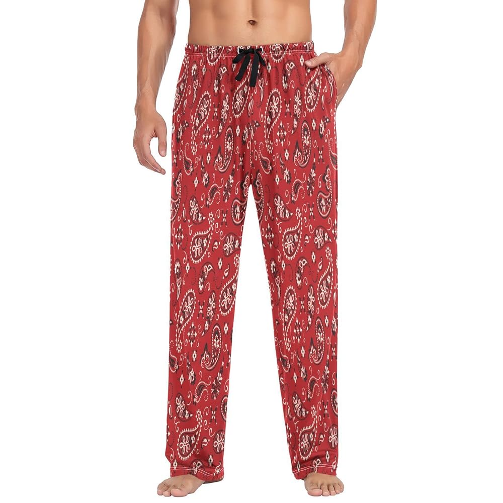 Paisley Bandana Red Mens Pajama Pants Lounge Men's Pajama