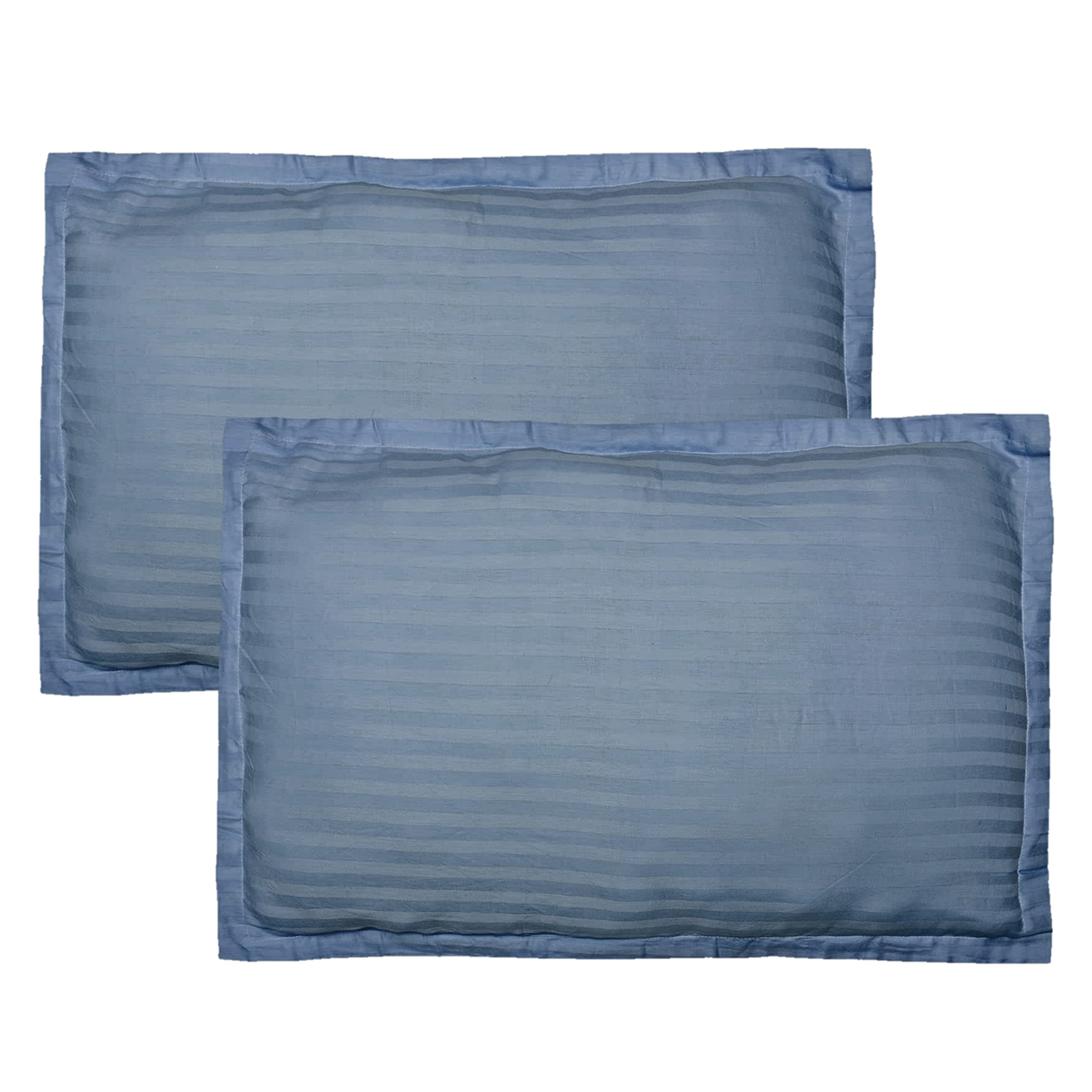 Trance Home Linen 200 TC 100% Cotton Large Size 20x30 inch Satin Stripe Pillow Covers | Pillow Cases | Set of 2 Piece Pillow Covers only |Large Size (Mediterranean Blue, 20x30 inch)