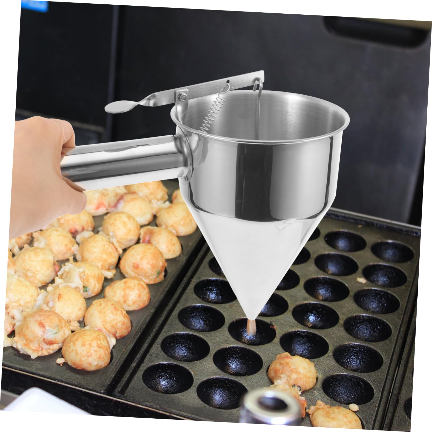 COLLBATH Pancake Batter Dispenser Stainless Steel Funnel with Stand Easy Pour Cake Dispenser for Baking Kitchen Tool for Muffins