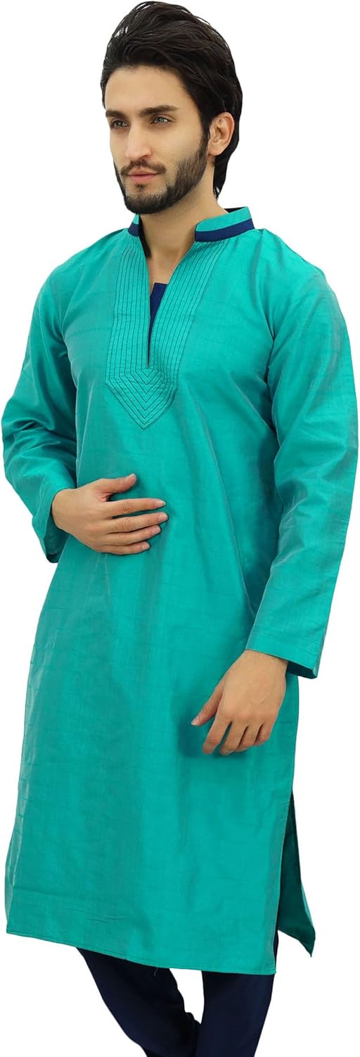Atasi Men's Long Kurta Dupion Indian Shirt Ethnic Tunic