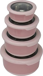 MIRA Stainless Steel Food Storage Set - 4 Anti-Slip Containers for Meal Prep - Multi-Size Pack (1, 2, 3, 5 Cups), Dusty Pink