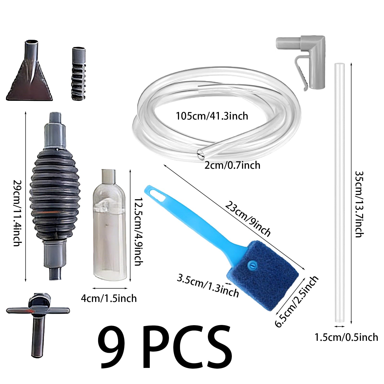 Nettoyage Aquarium, Pompe Siphon, Brosse Aquarium, Convient pour Les Changements d'eau Quotidiens, Le Nettoyage des Débris et Le Grattage des Algues sur Les Parois de L'aquarium