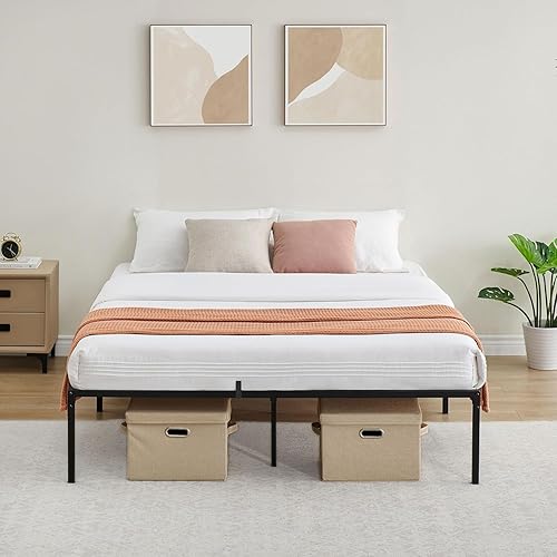 Miniatura 7 de GAOMON Base de cama tamaño Queen con listones de acero sólido, base de colchón, plataforma de metal Queen que no necesita somier, fácil de montar,