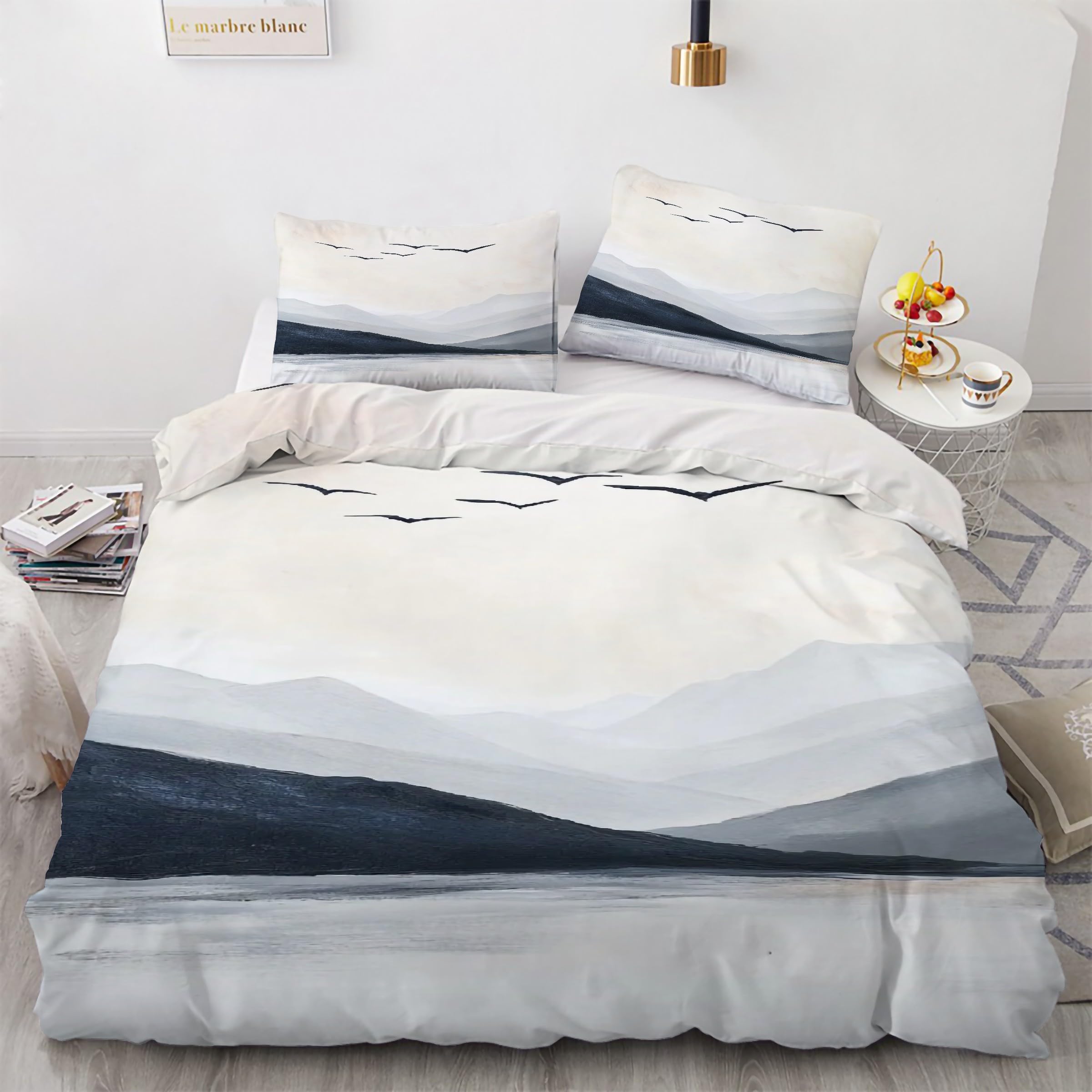 Housse de couette 90x190 oies sauvages anti-plis en microfibre douce avec zip