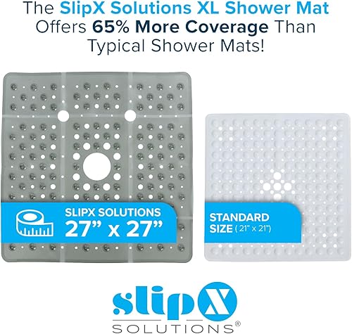 Miniatura 49 de SlipX Solutions Paquete de estuches – Tapete de ducha cuadrado, extra grande de 27 x 27 pulgadas, tapete antideslizante para ancianos y niños
