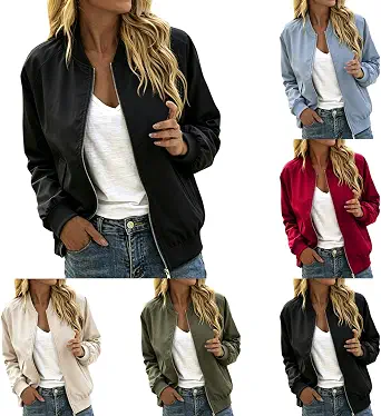 Women's Fall Jackets Casual Zip-Up Sweatshirts with Pockets