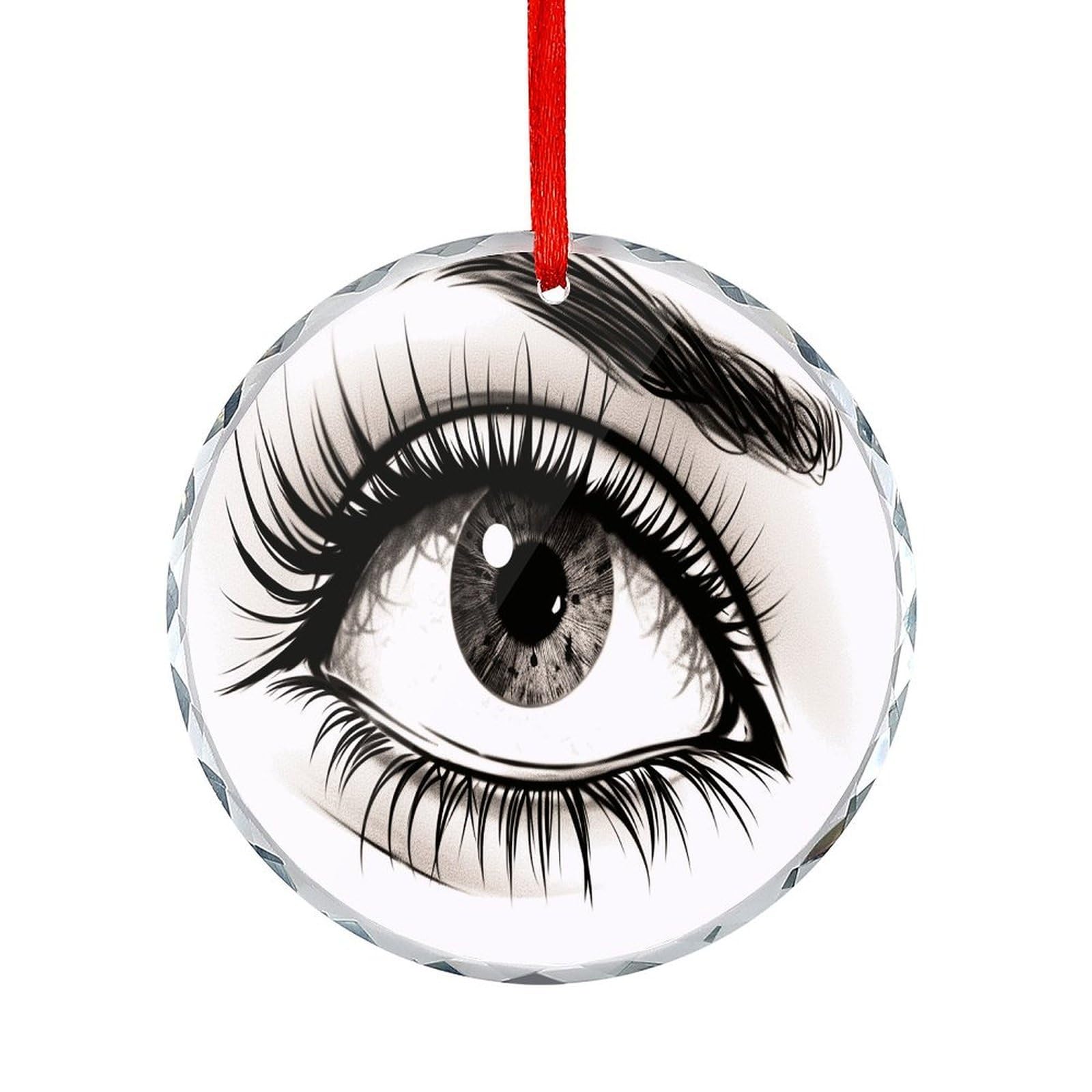 Fodpand Women's Style Eyelash Round Glass Ornament Keepsake Gift Exchange Ideas Car Decor,Christmas Ornaments For Tree Window Garden Ornaments