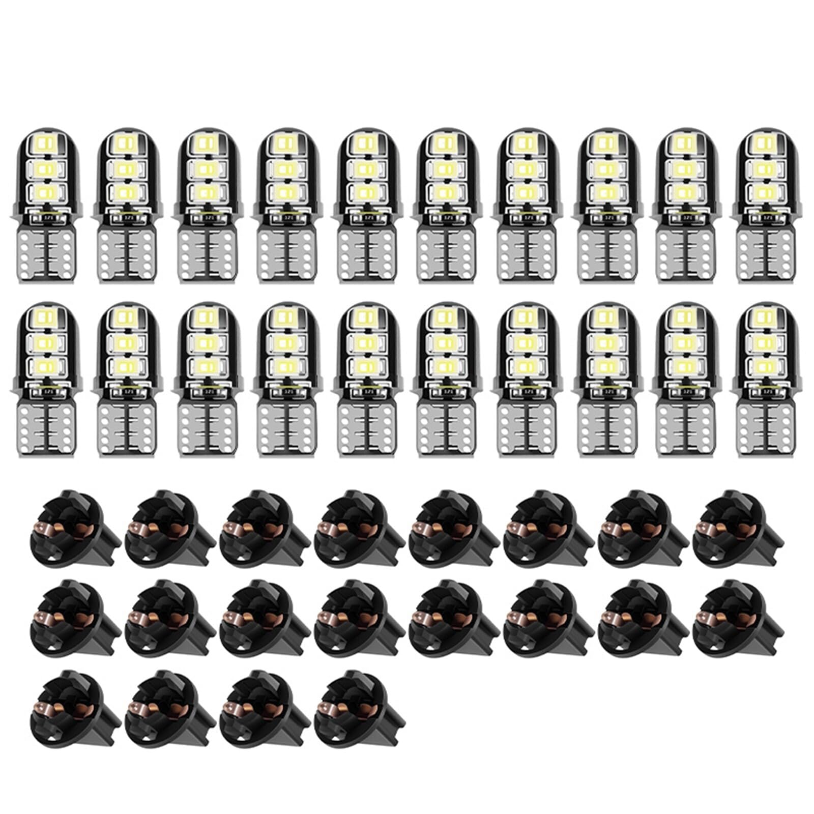 LBRST Instrument Cluster Dash Panel Lights with Twist Lock Socket 20x T10 2835-SMD White Instrument Lights 20x T10 168 Twist Lock Socket 12V-40MA-65LM