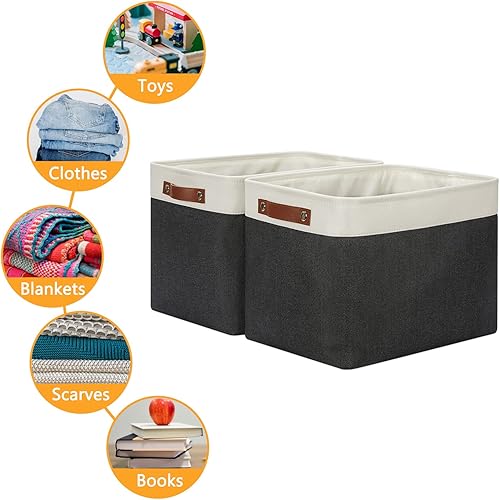 Miniatura 4 de DULLEMELO Cestas de almacenamiento extra grandes, contenedores de almacenamiento de tela para organizar estantes, guardería, juguetes, libros,
