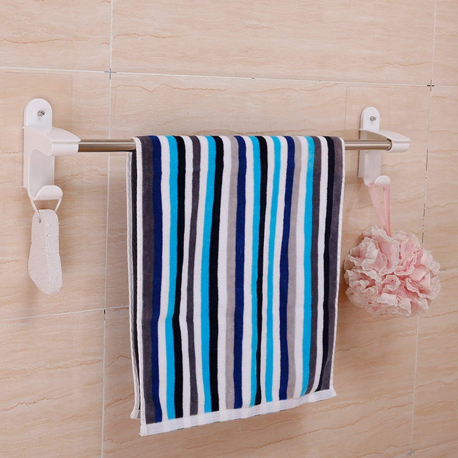 Heart Home Large Self-Adhesive Bathroom Towel Holder & Hanger - Rod ...