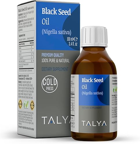 TALYA Aceite de semilla negra, 3.4 onzas líquidas, aceite de semilla negra líquida, suplemento dietético, apoyo inmunológico, alta timoquinona,