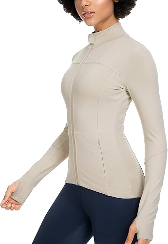QUEENIEKE 80927 - Chaqueta deportiva ajustada de cuello alto con zíper completo para mujer, S