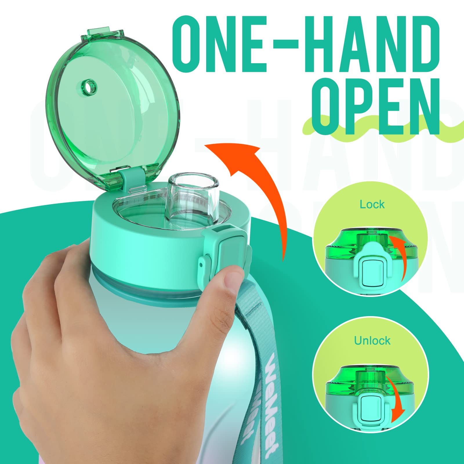 WEMEET Borraccia Acqua 2Litro con Filtro [Tritan Senza BPA], Motivazionale Borraccia Sportiva 2000ml con Marcatori di Tempo, Bottiglia Sportiva per Palestra, Campeggio, Yoga, Picnic Verde Viola