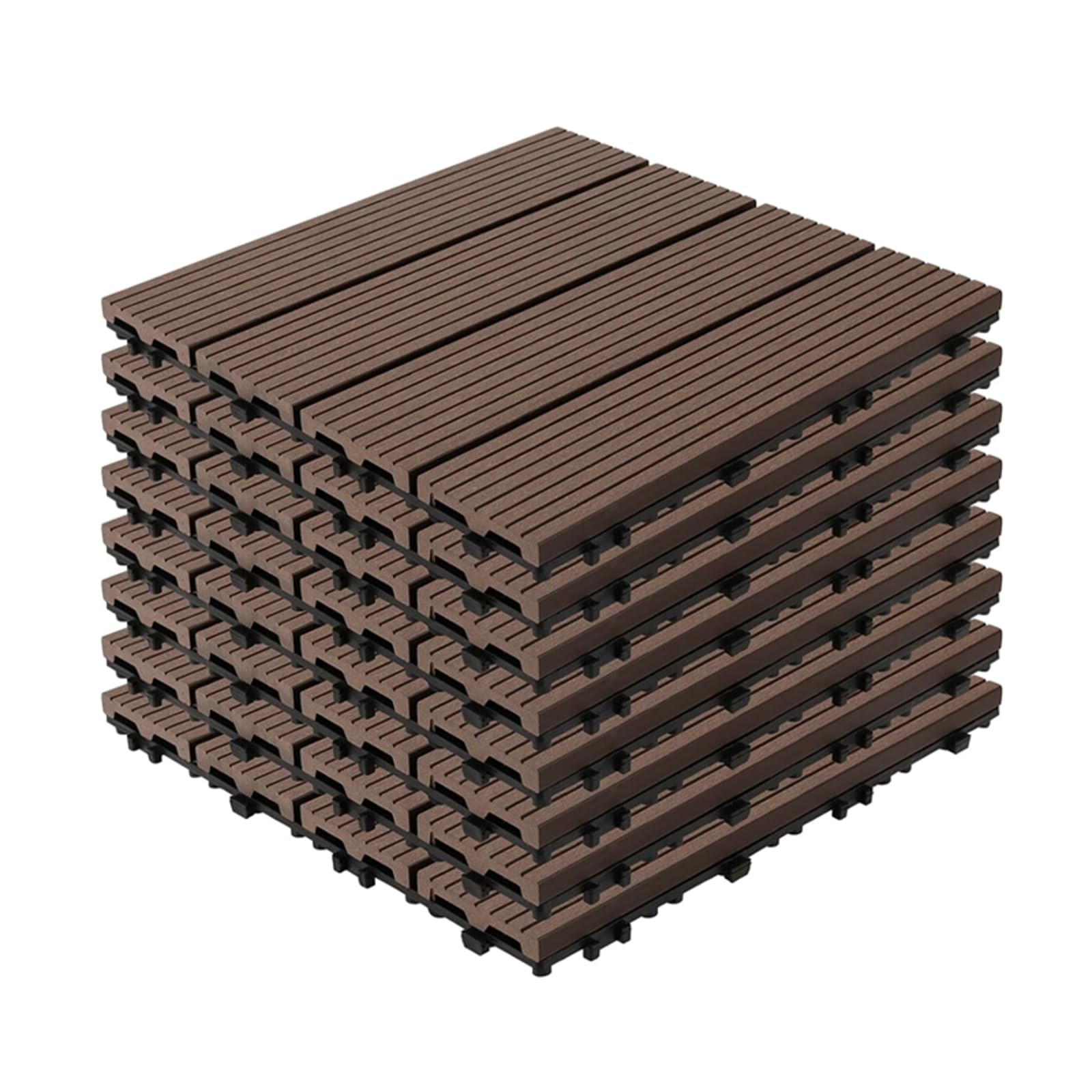YOEVU - Set de 11 Baldosas de Exterior de Madera Composite WPC, 1m², Baldosas de Terraza, Patio y Jardín, Antideslizantes, Resistentes al Agua, 30x30cm, Marrón Café