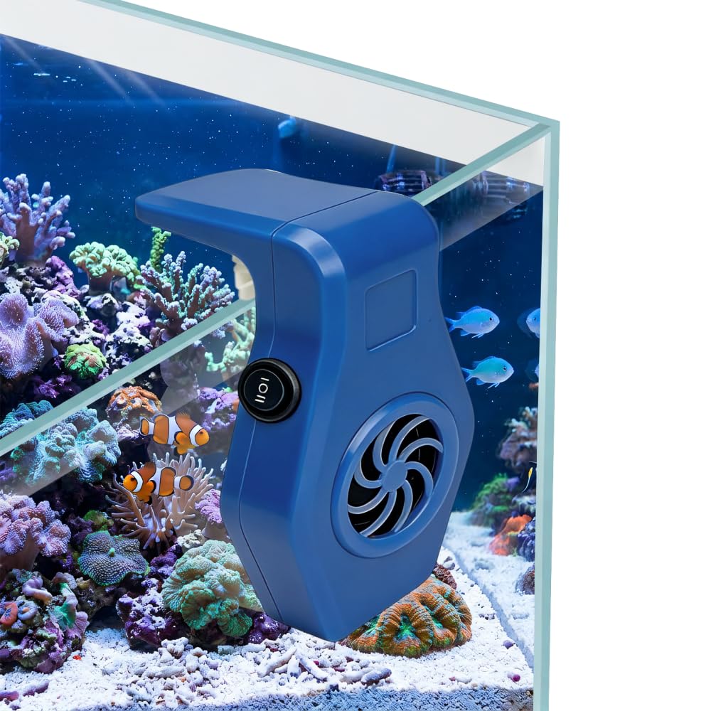 DONGKER Mini Aquarium Chiller Fan,USB Wall Mounted Fish Tank Cooling Fan with 2 Speed Modes Low Noise for Shrimp, Coral, Tropical & Saltwater Freshwater (Up to 10mm Thickness,within 60 * 60cm Tank)