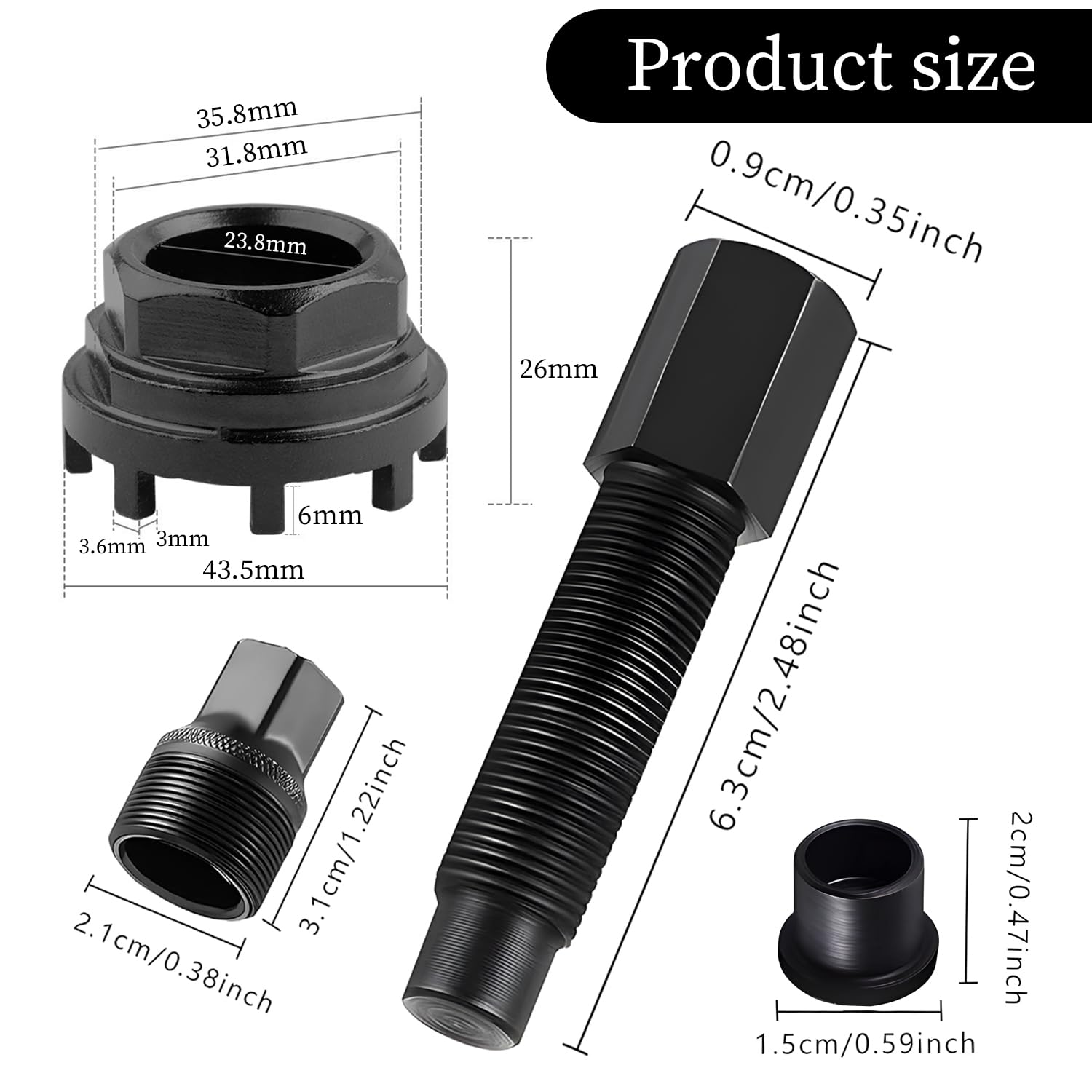 SIGANDG Bicycle Crank Remover,Bicycle Crank Extractor Puller,Lockring Tool,8-Tooth Splines Bottom Bracket Tool,Bicycle Crank Remover Bottom Bracket Shaft Repair Tool - Image 2